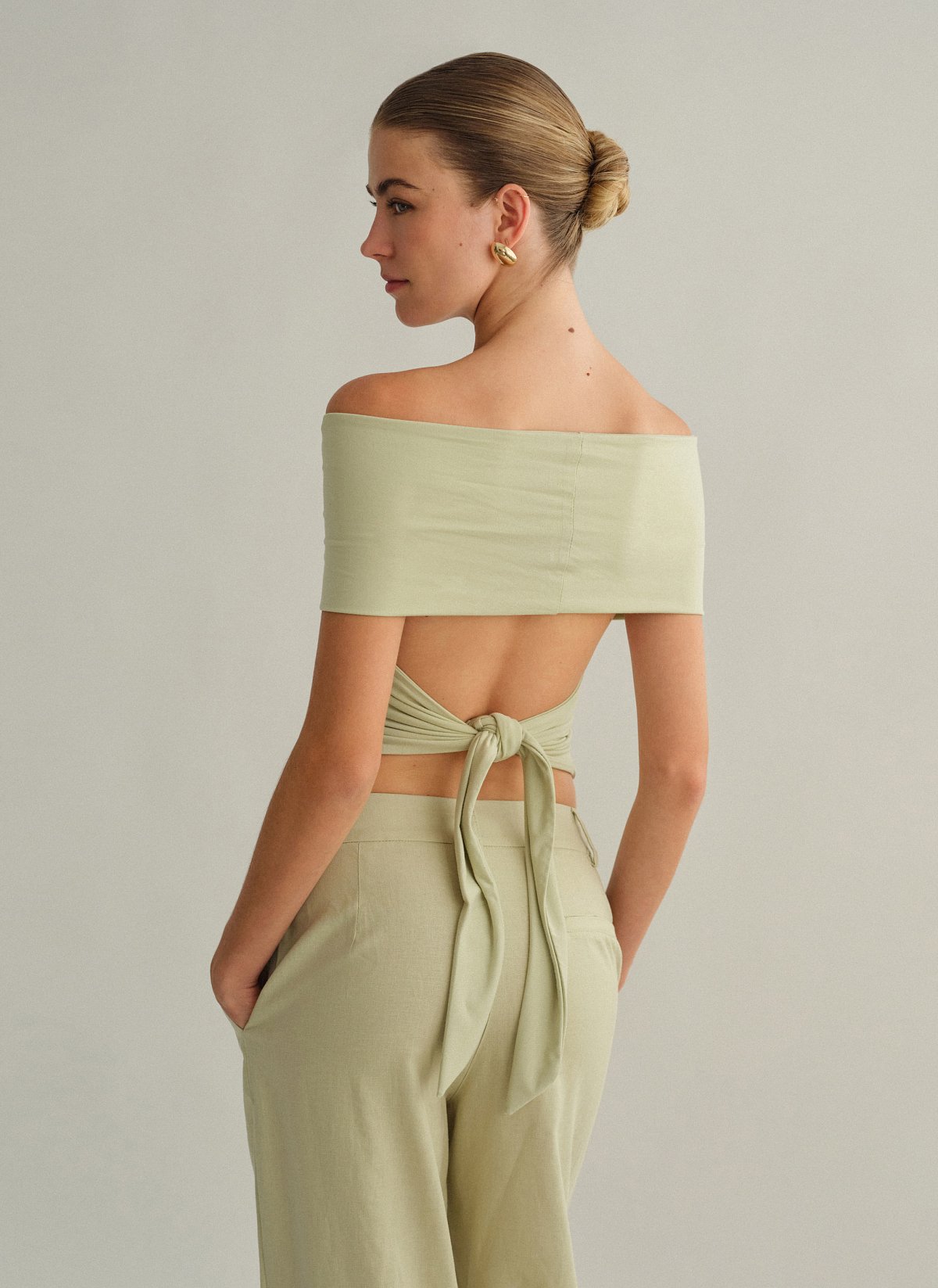 Γυναικείο off-shoulder τοπ bamboo με δέσιμο