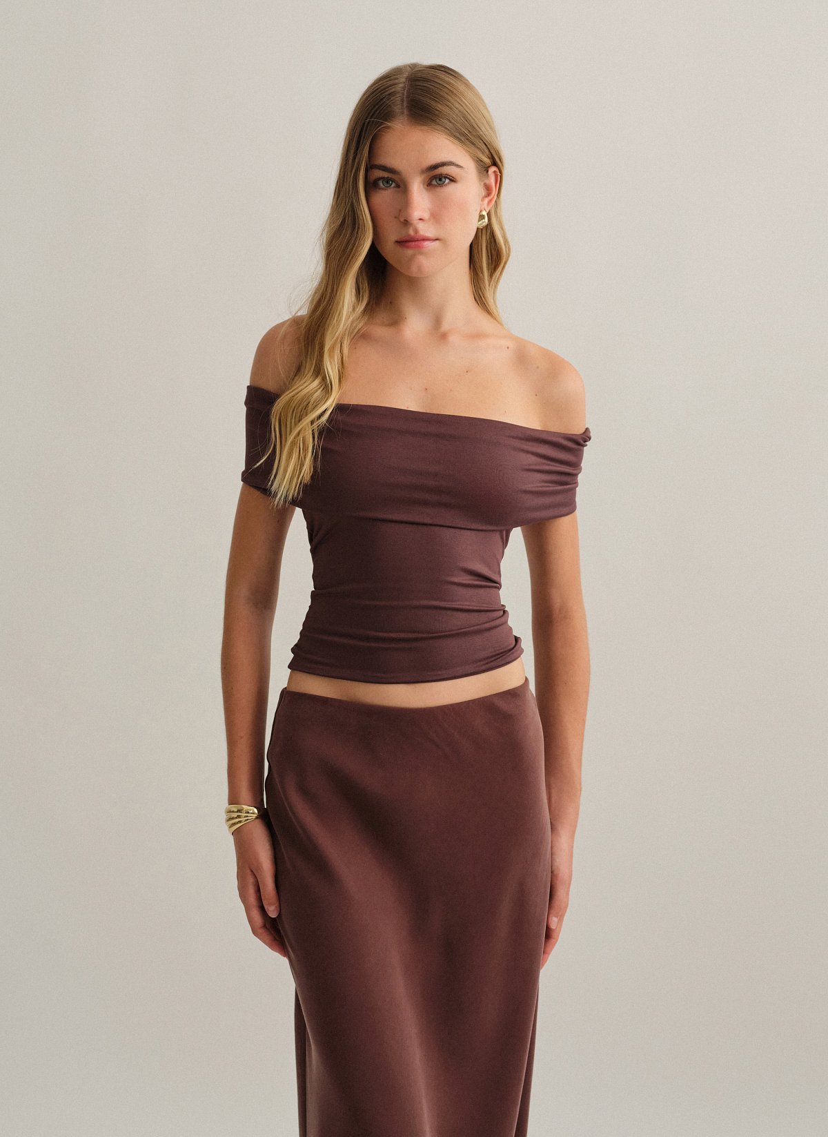 Γυναικείο off-shoulder τοπ bamboo με δέσιμο