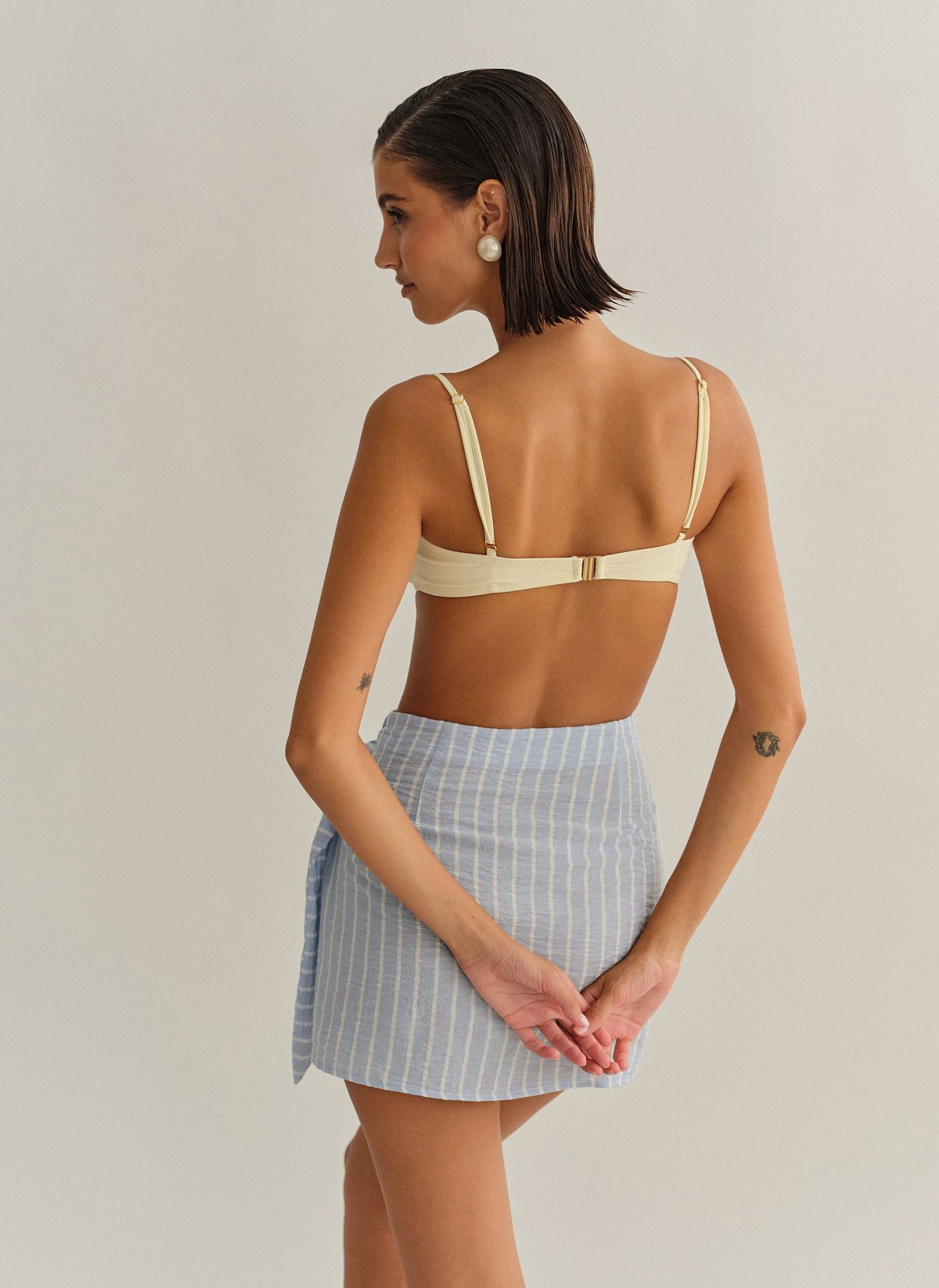 Γυναικείο ριγέ σιελ παρεό με δέσιμο