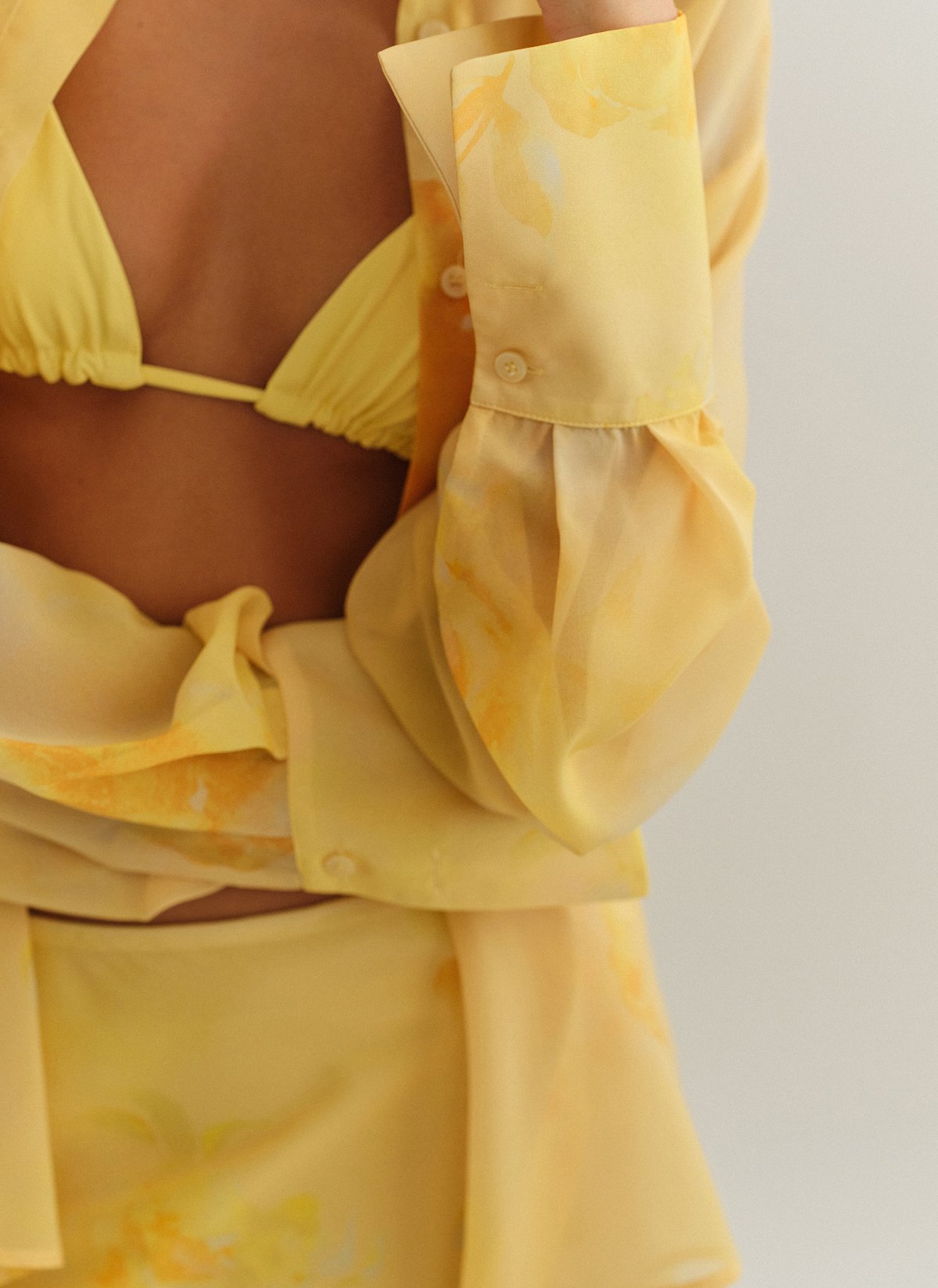 Γυναικείο oversized ημιδιάφανο εμπριμέ πουκάμισο