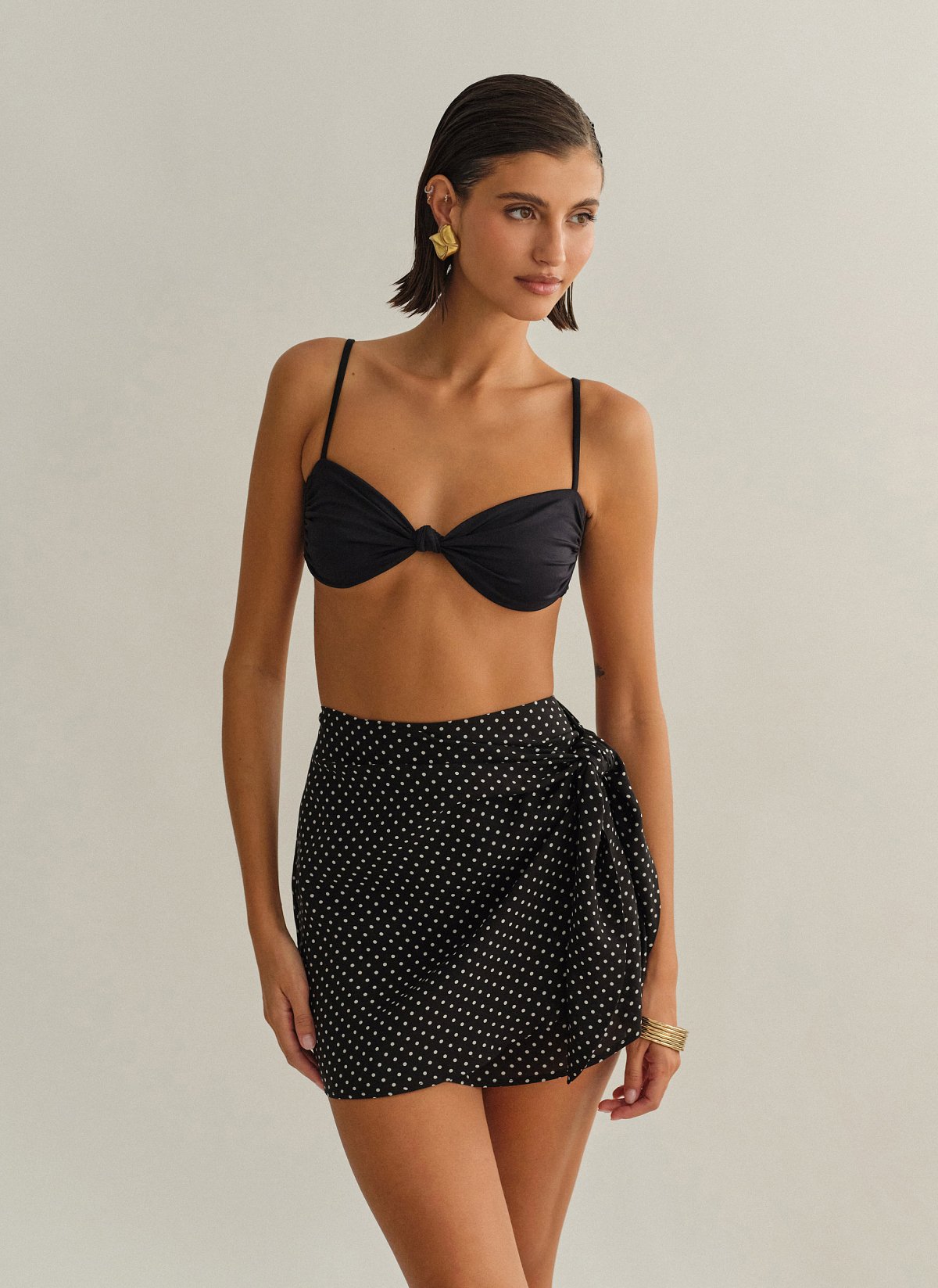 Γυναικείο μίνι παρεό με δέσιμο polka dot print