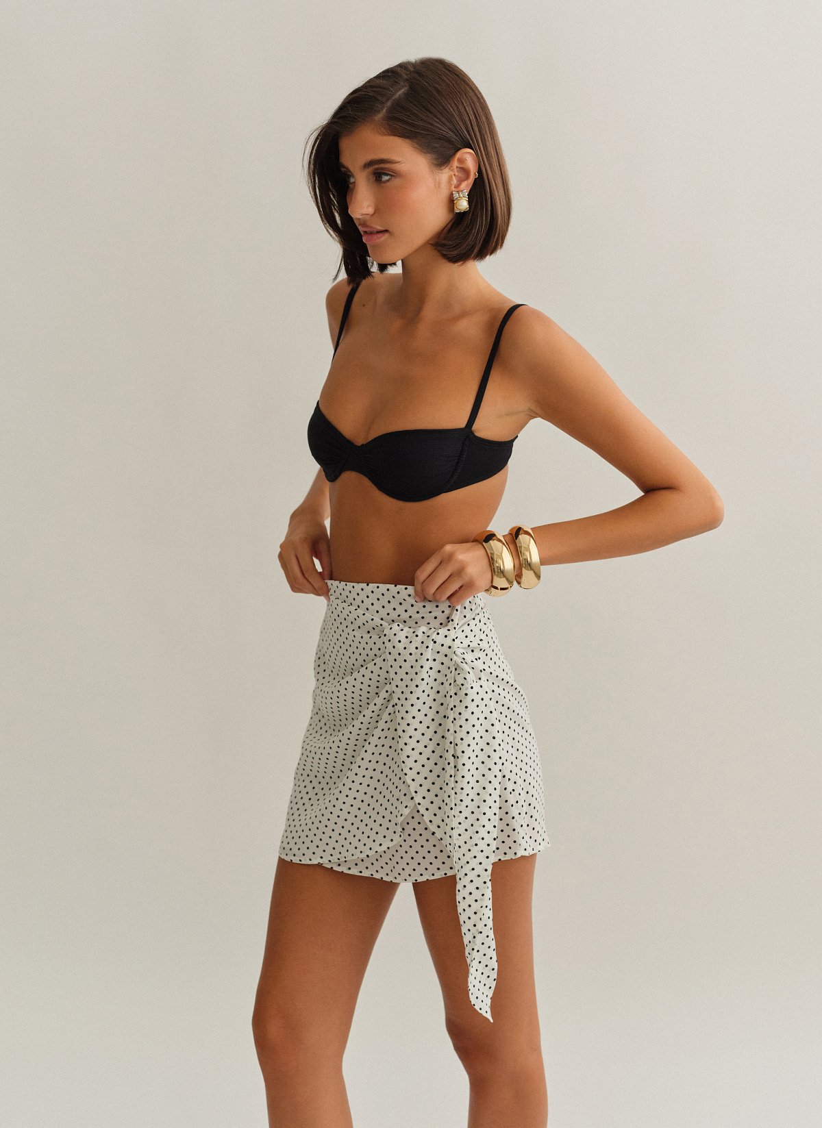 Γυναικείο μίνι παρεό με δέσιμο polka dot print