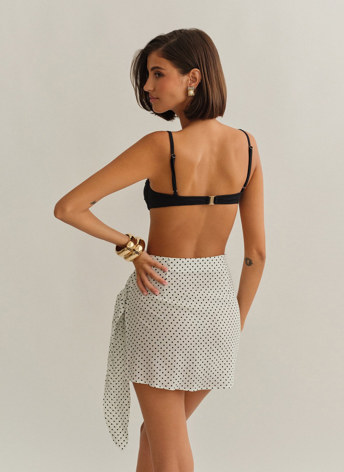 Γυναικείο μίνι παρεό με δέσιμο polka dot print