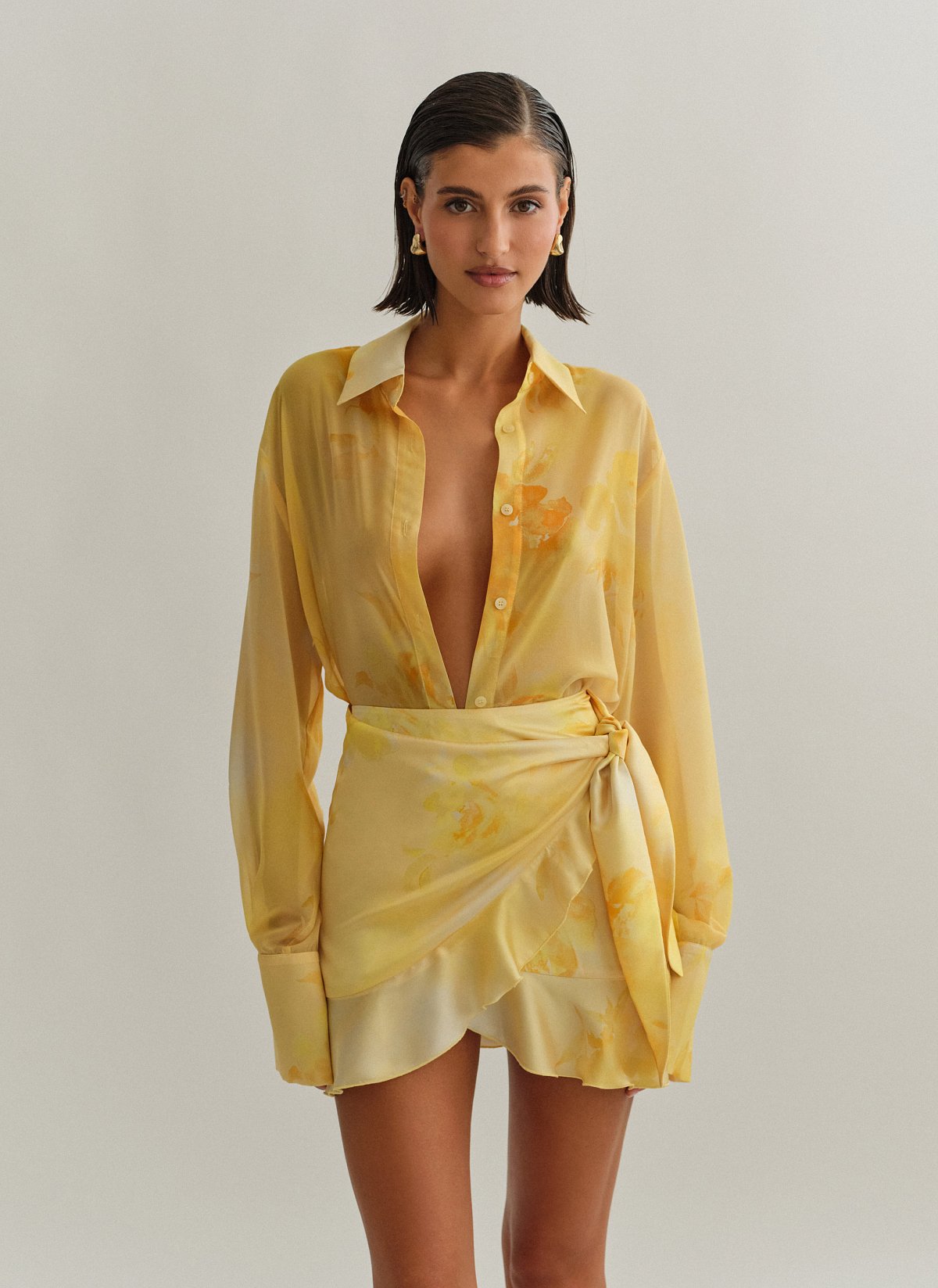 Γυναικεία σατέν εμπριμέ μίνι φούστα φάκελος