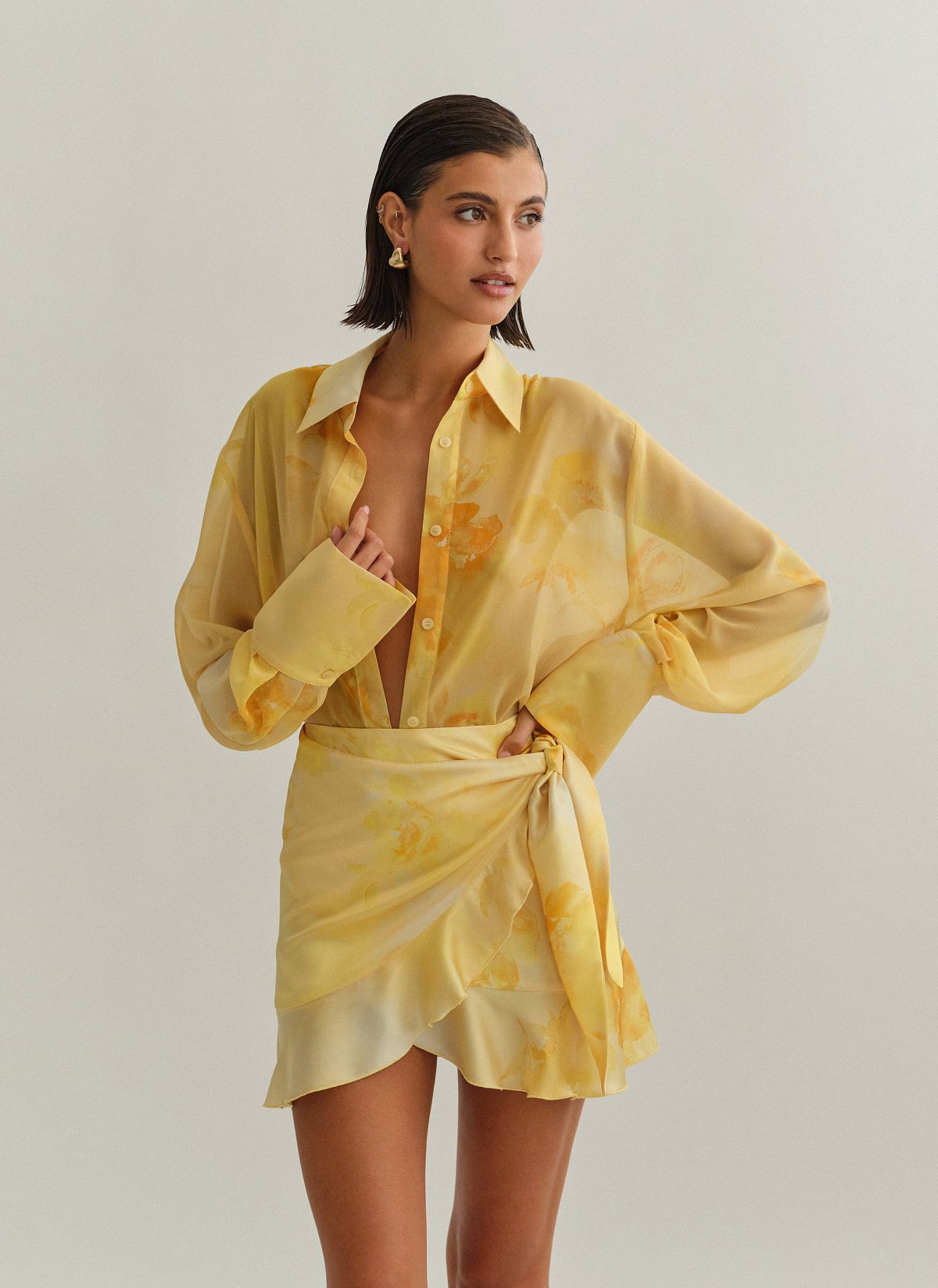 Γυναικεία σατέν εμπριμέ μίνι φούστα φάκελος