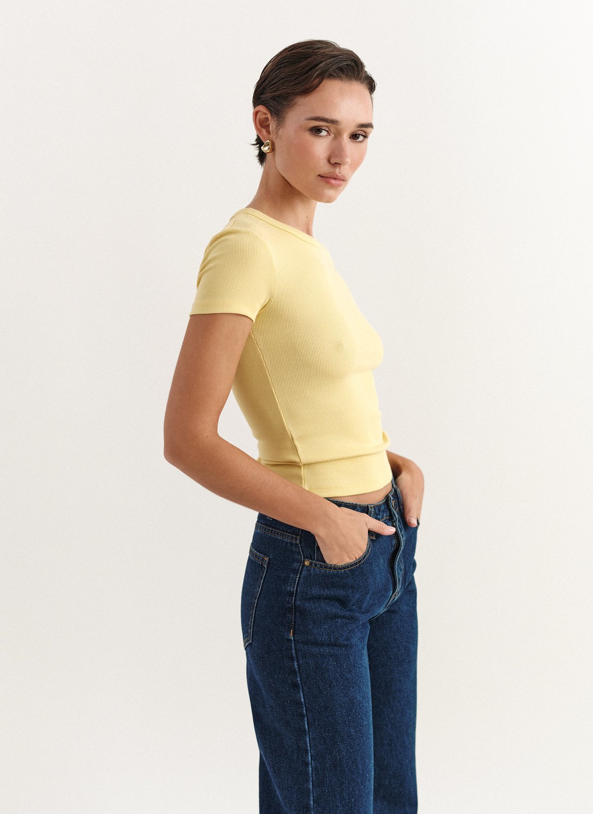 Shortsleeve basic ribbed blouse-2