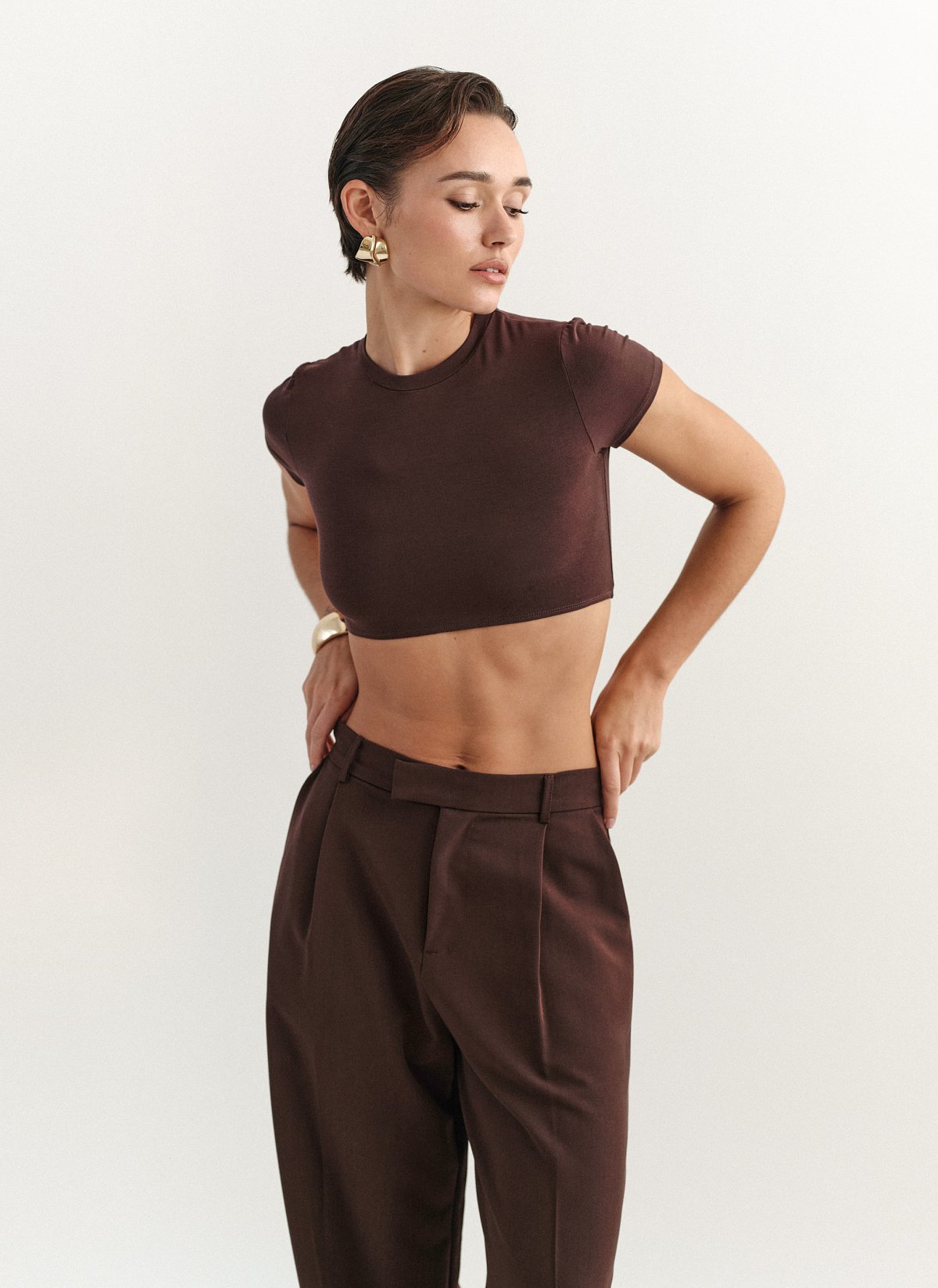 Γυναικείο κοντομάνικο crop τοπ bamboo