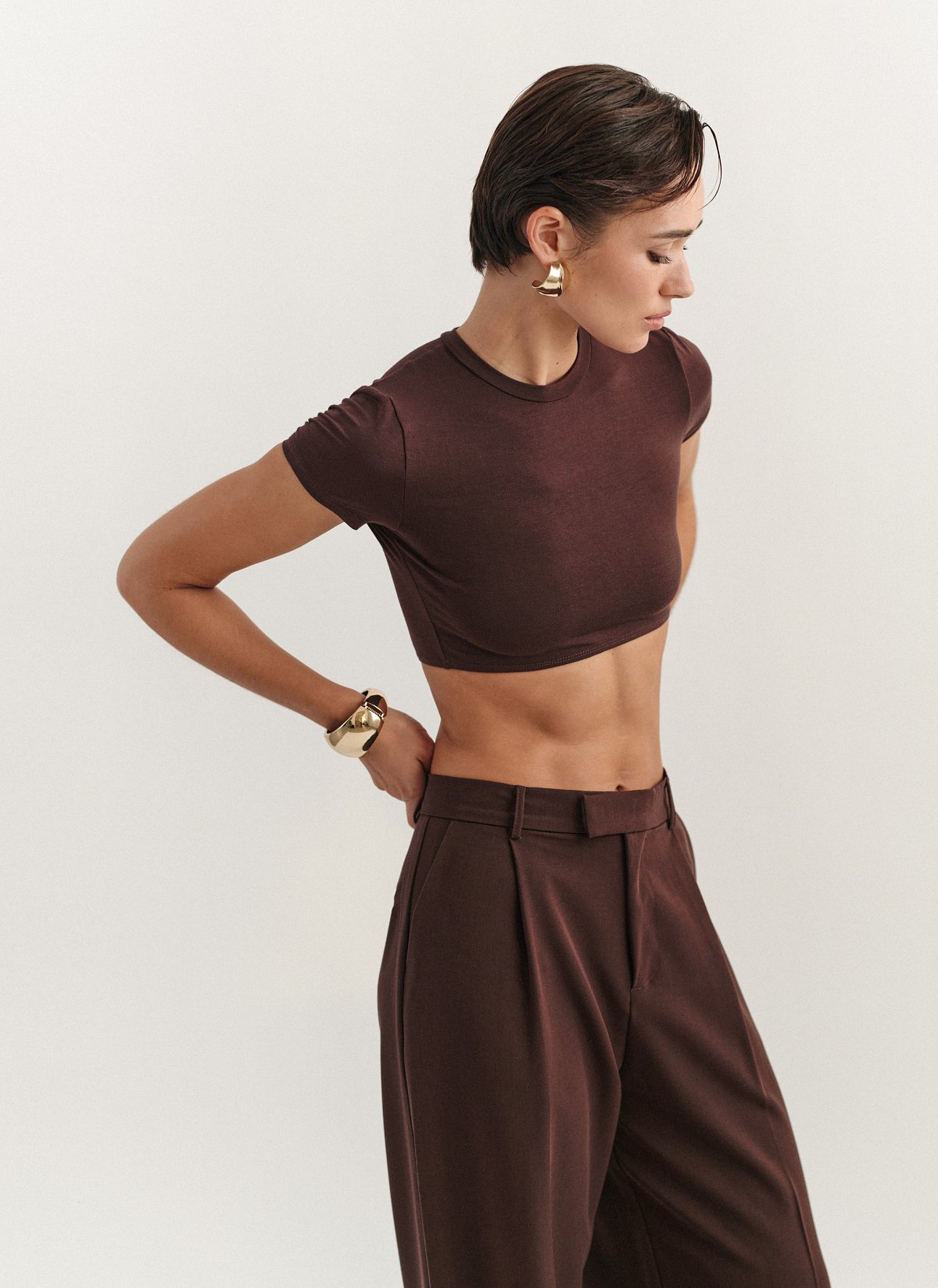 Γυναικείο κοντομάνικο crop τοπ bamboo