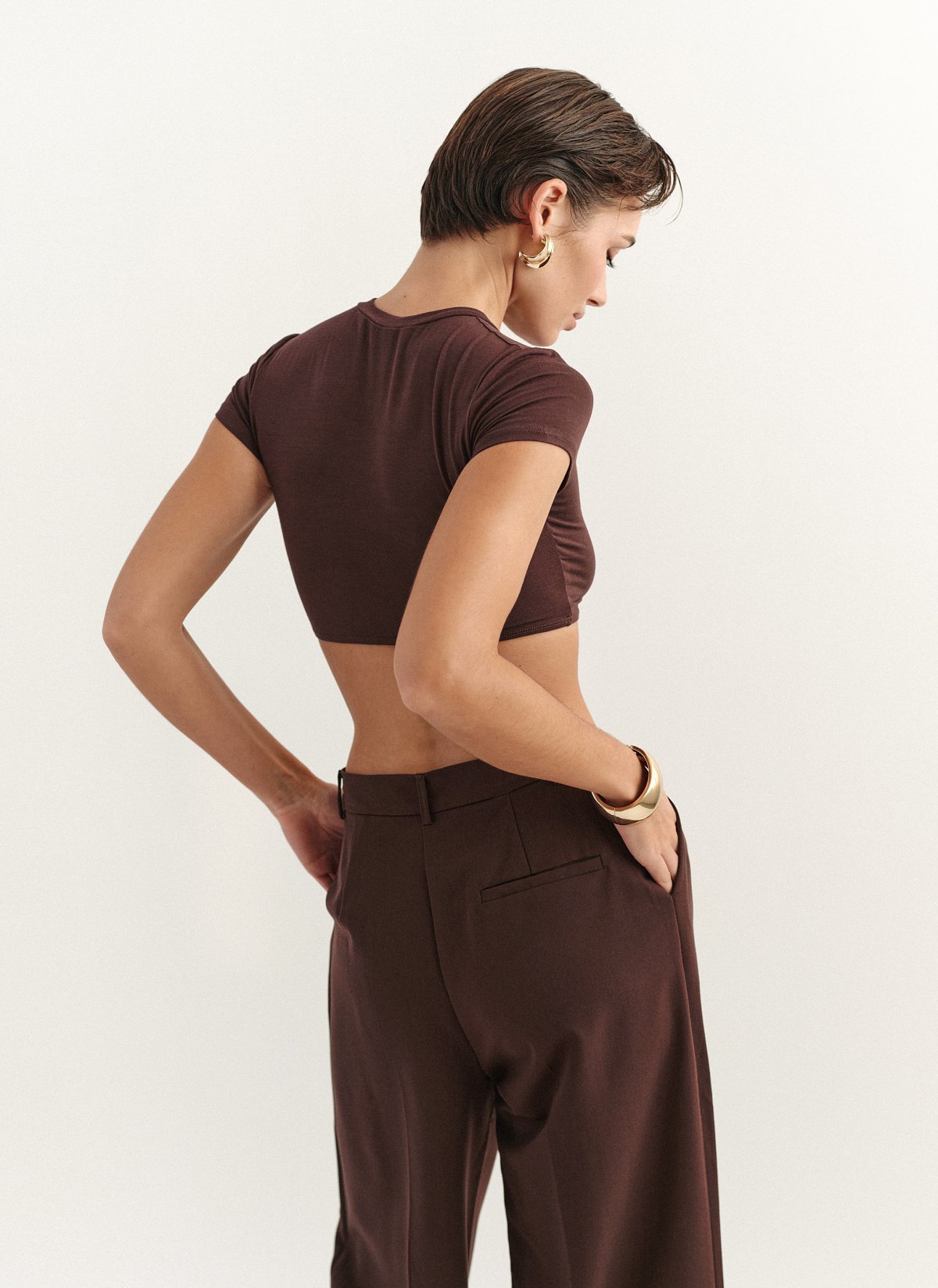 Γυναικείο κοντομάνικο crop τοπ bamboo