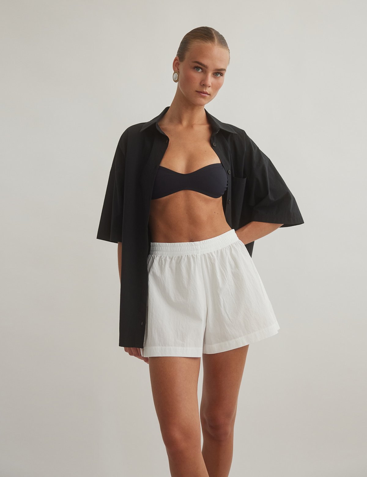 Crinckle-effect shorts-0