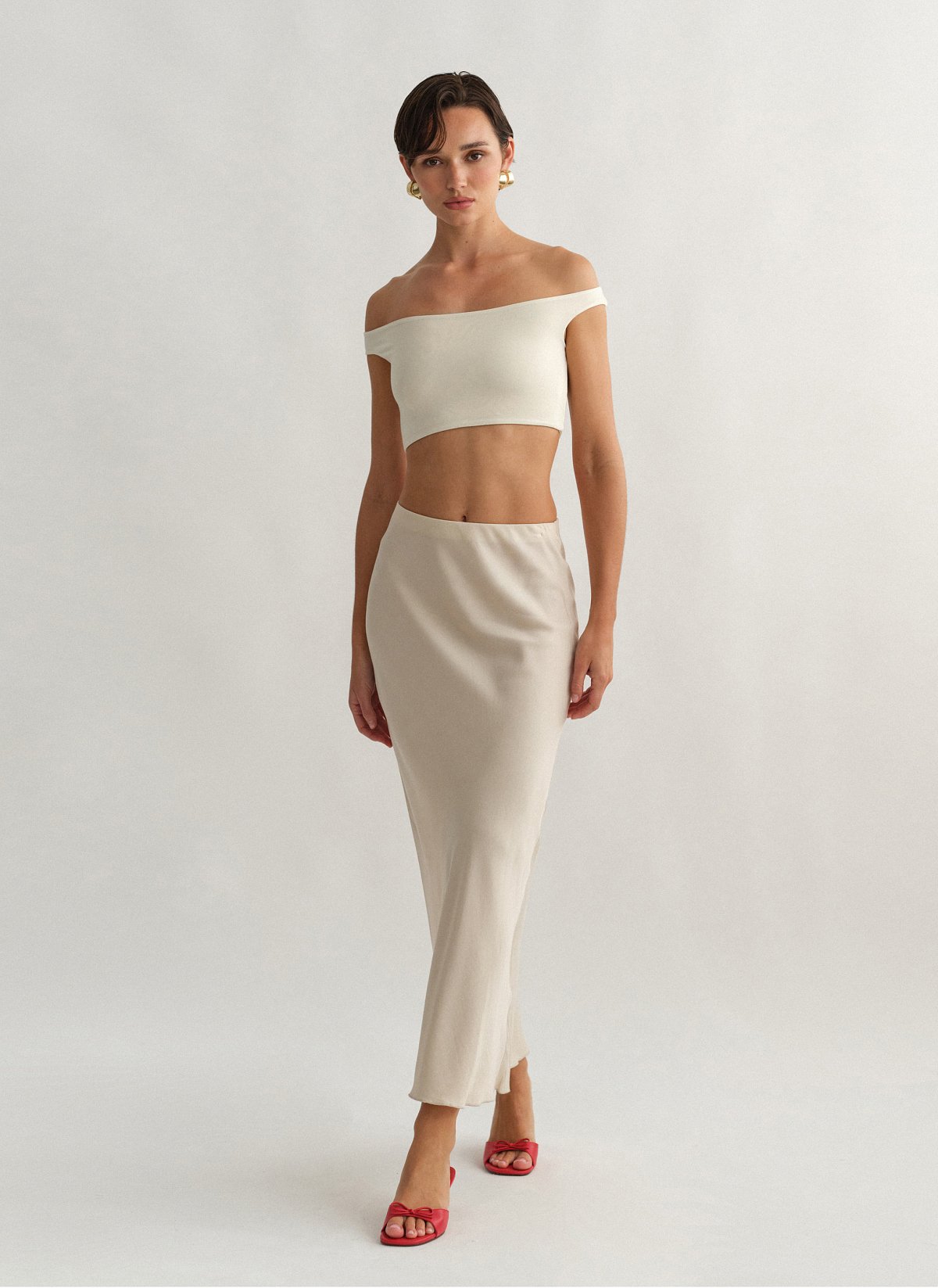 Midi textured skirt-5