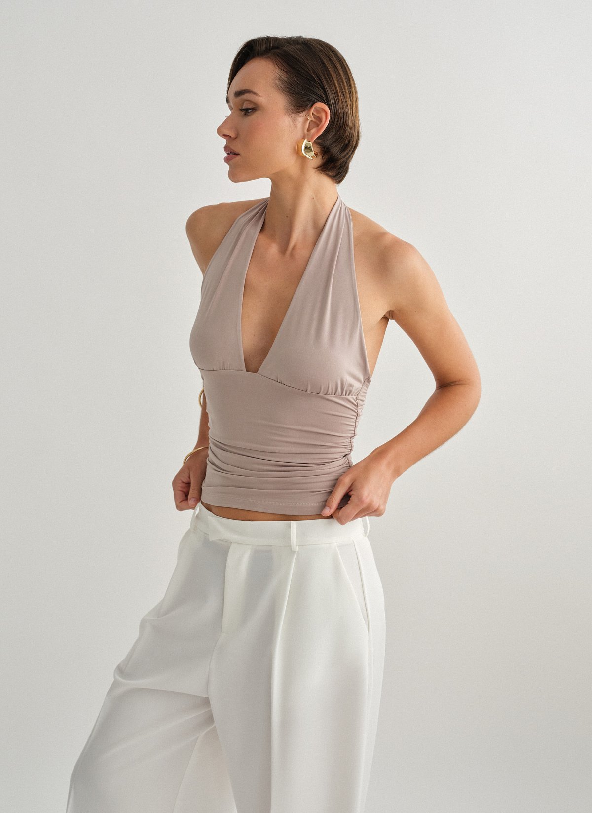 Ruched halter blouse-8