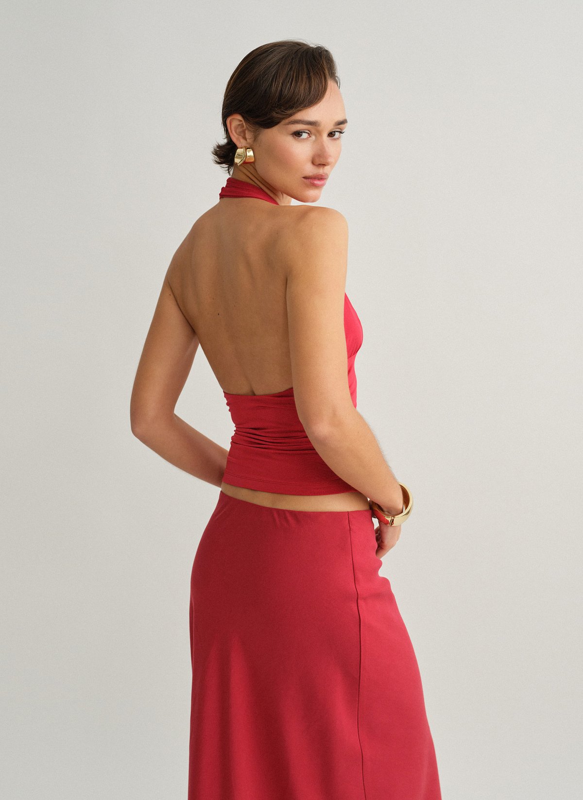 Ruched halter blouse-4