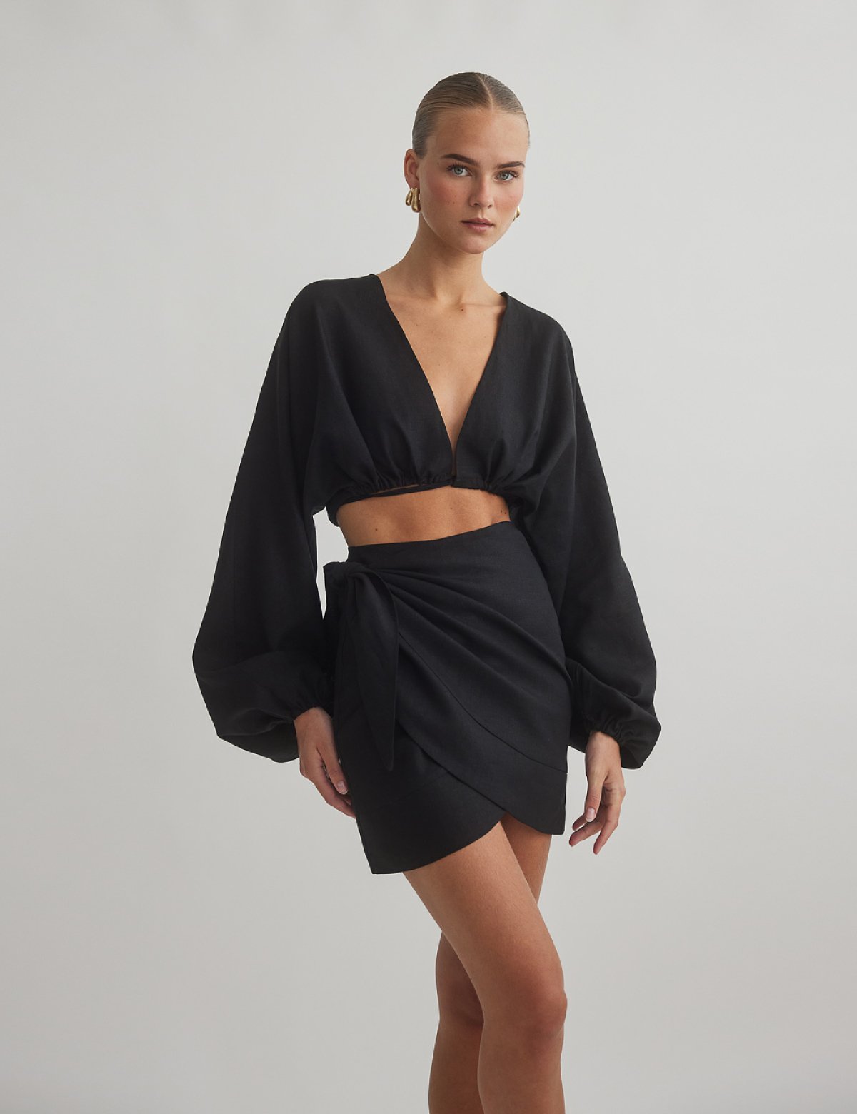 Γυναικεία λινή μίνι φούστα φάκελος