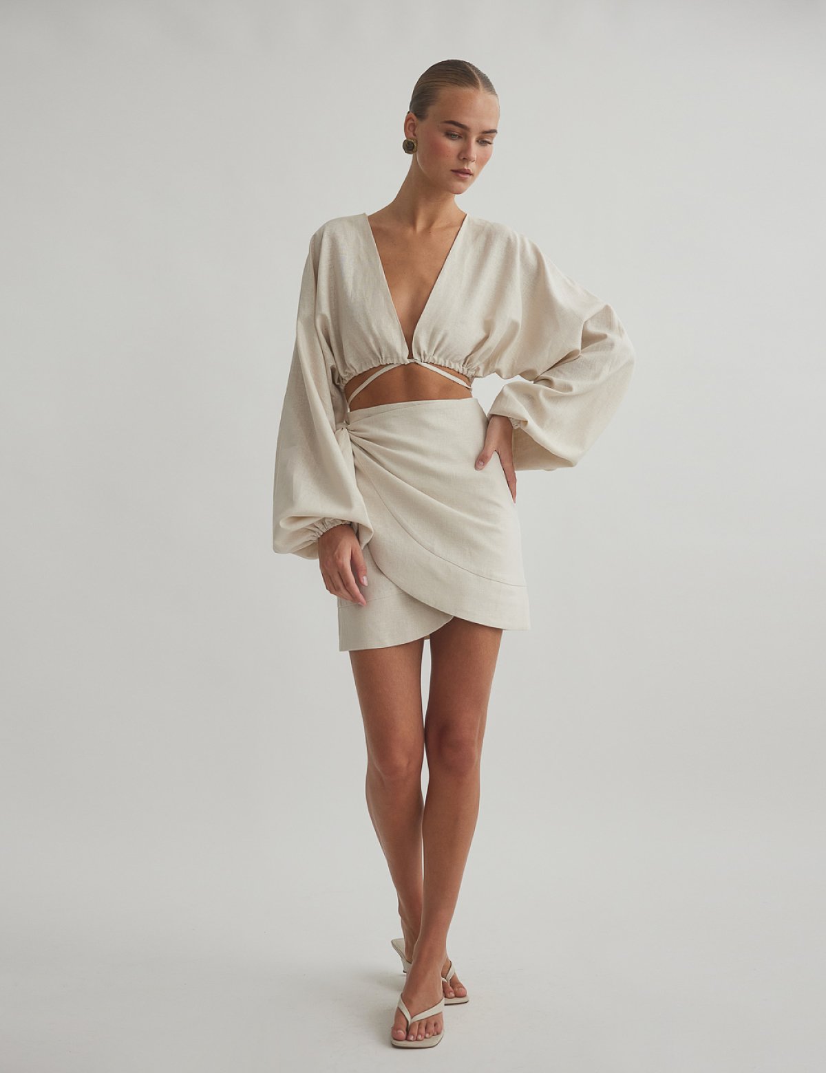 Γυναικεία λινή μίνι φούστα φάκελος