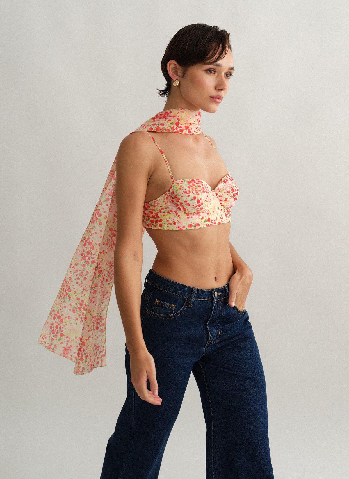 Semi-sheer printed scarf-1