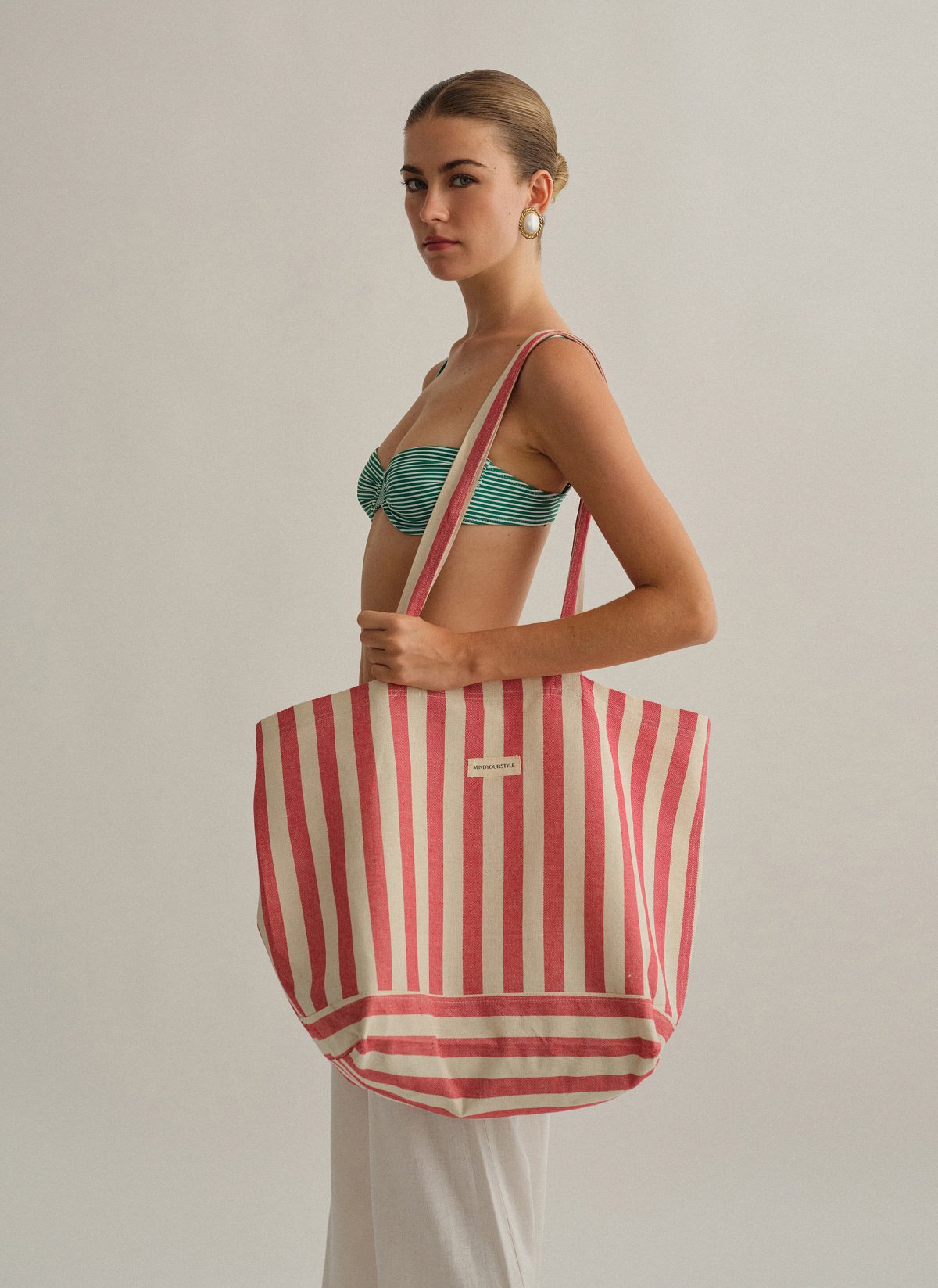 Γυναικεία ριγέ τσάντα θαλάσσης