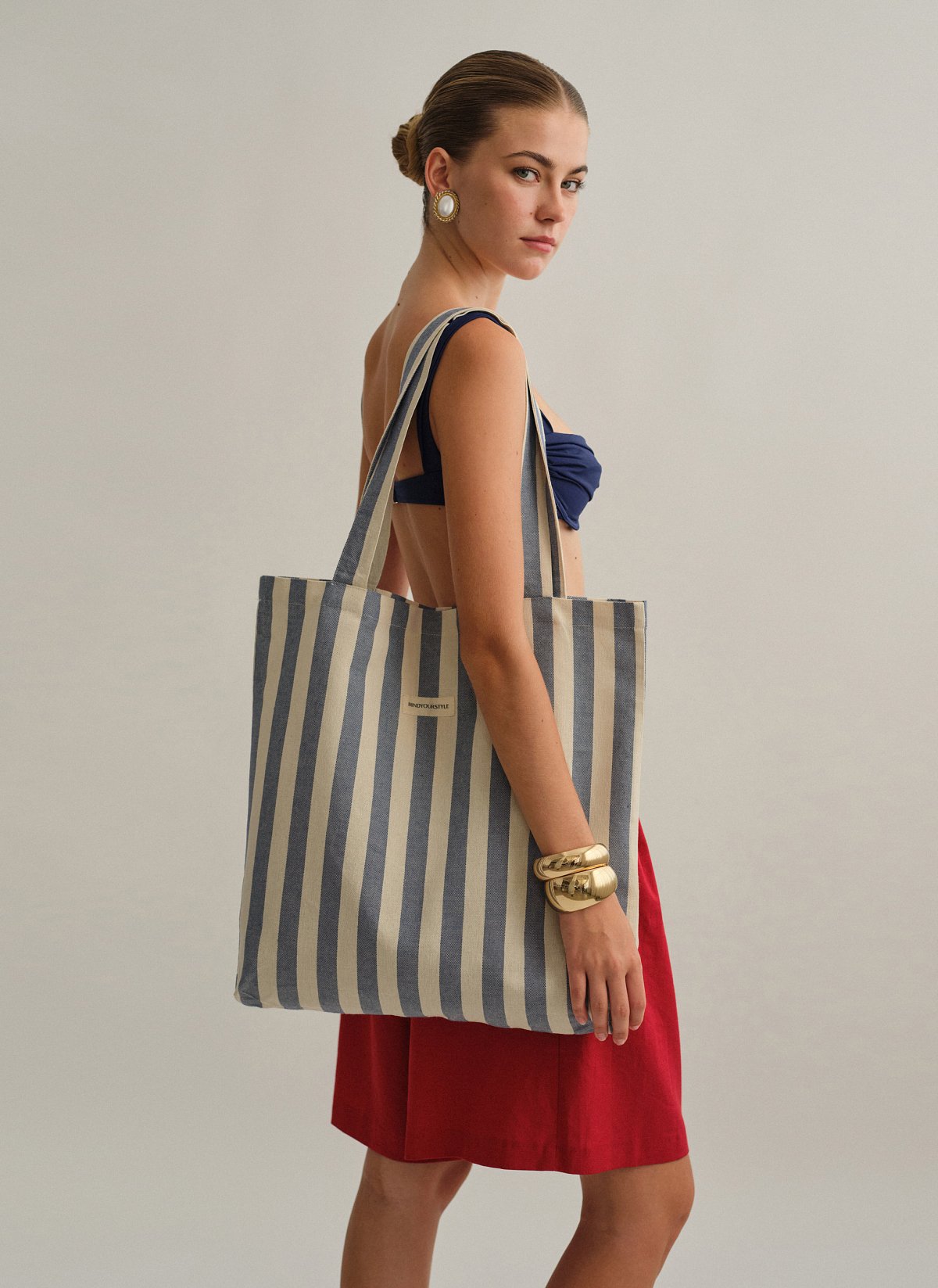 Γυναικεία ριγέ tote bag