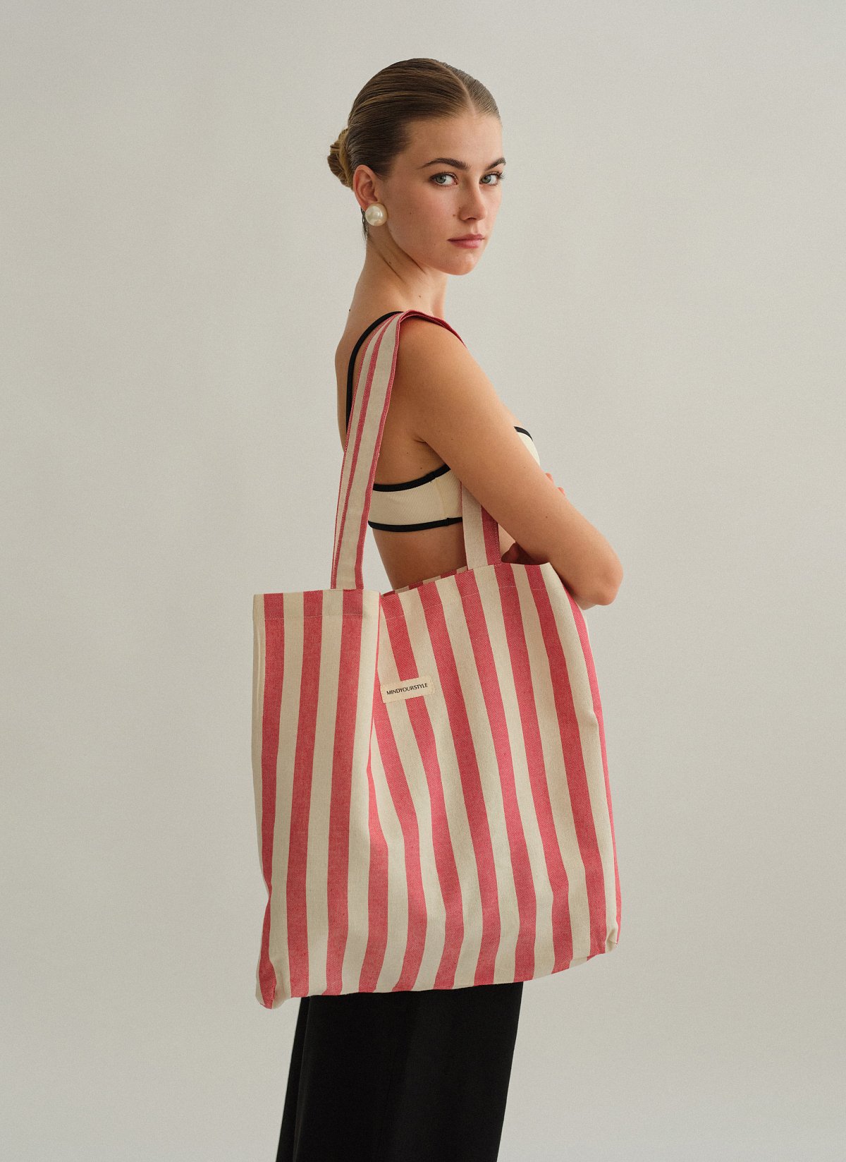 Γυναικεία ριγέ tote bag