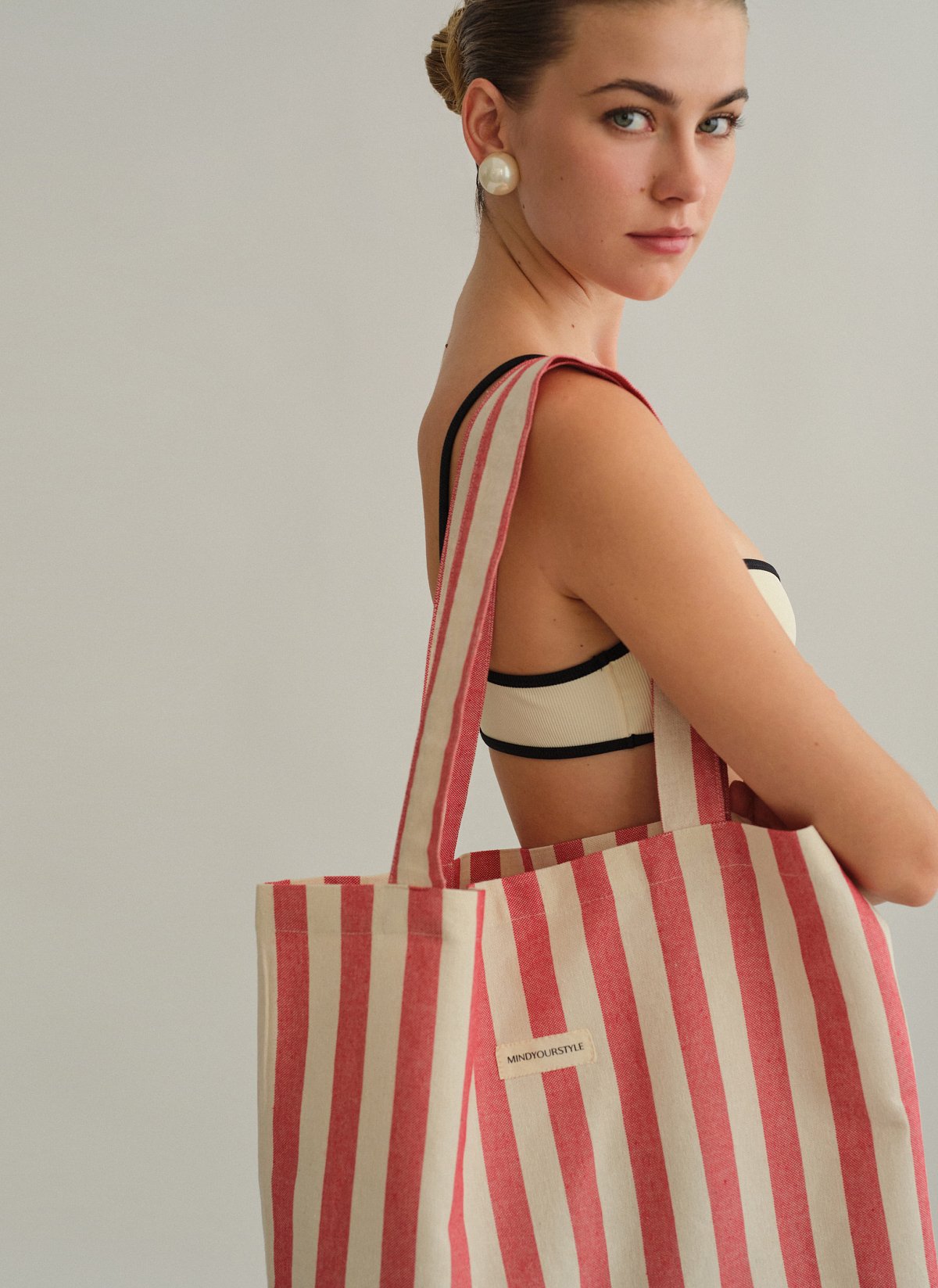 Γυναικεία ριγέ tote bag