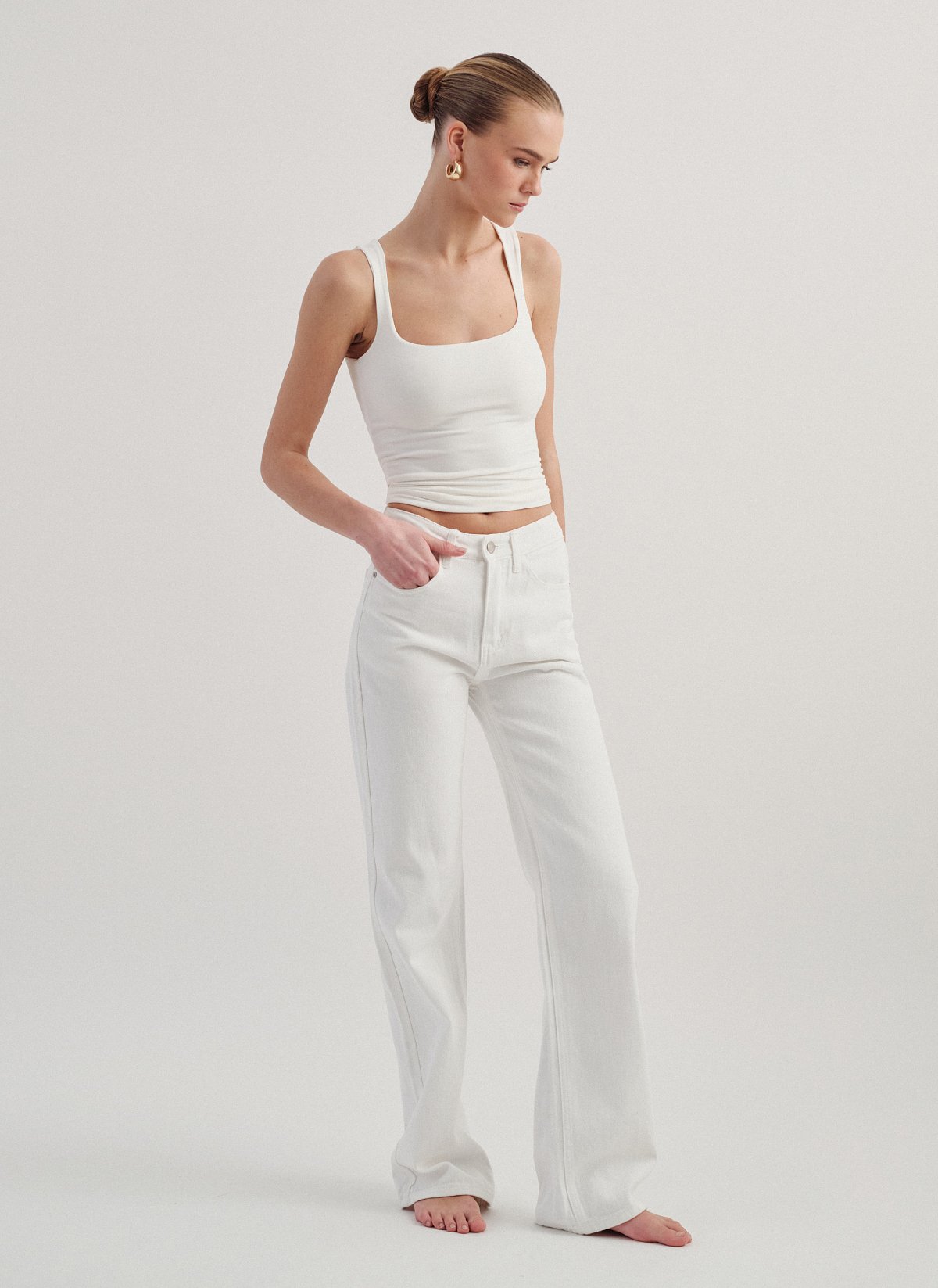 Γυναικείο λευκό straight τζιν