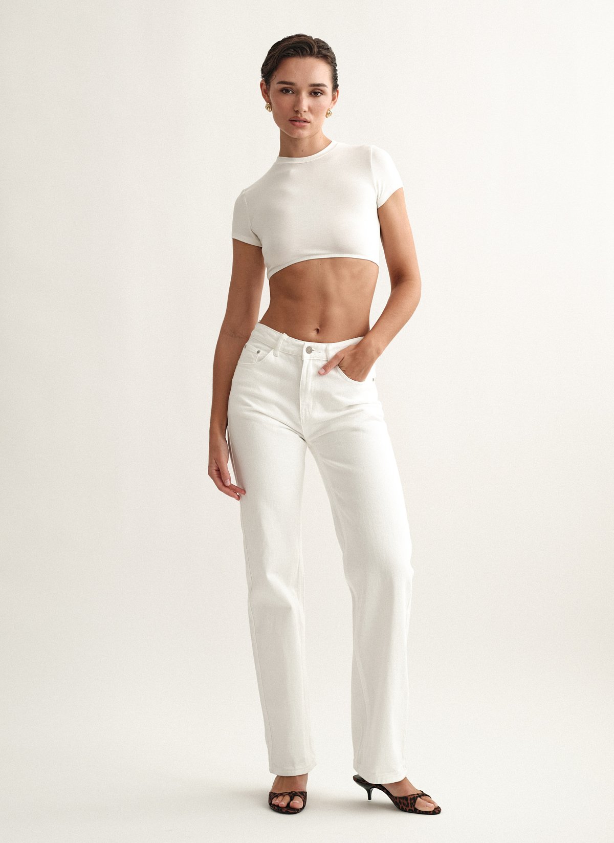 Γυναικείο λευκό straight τζιν