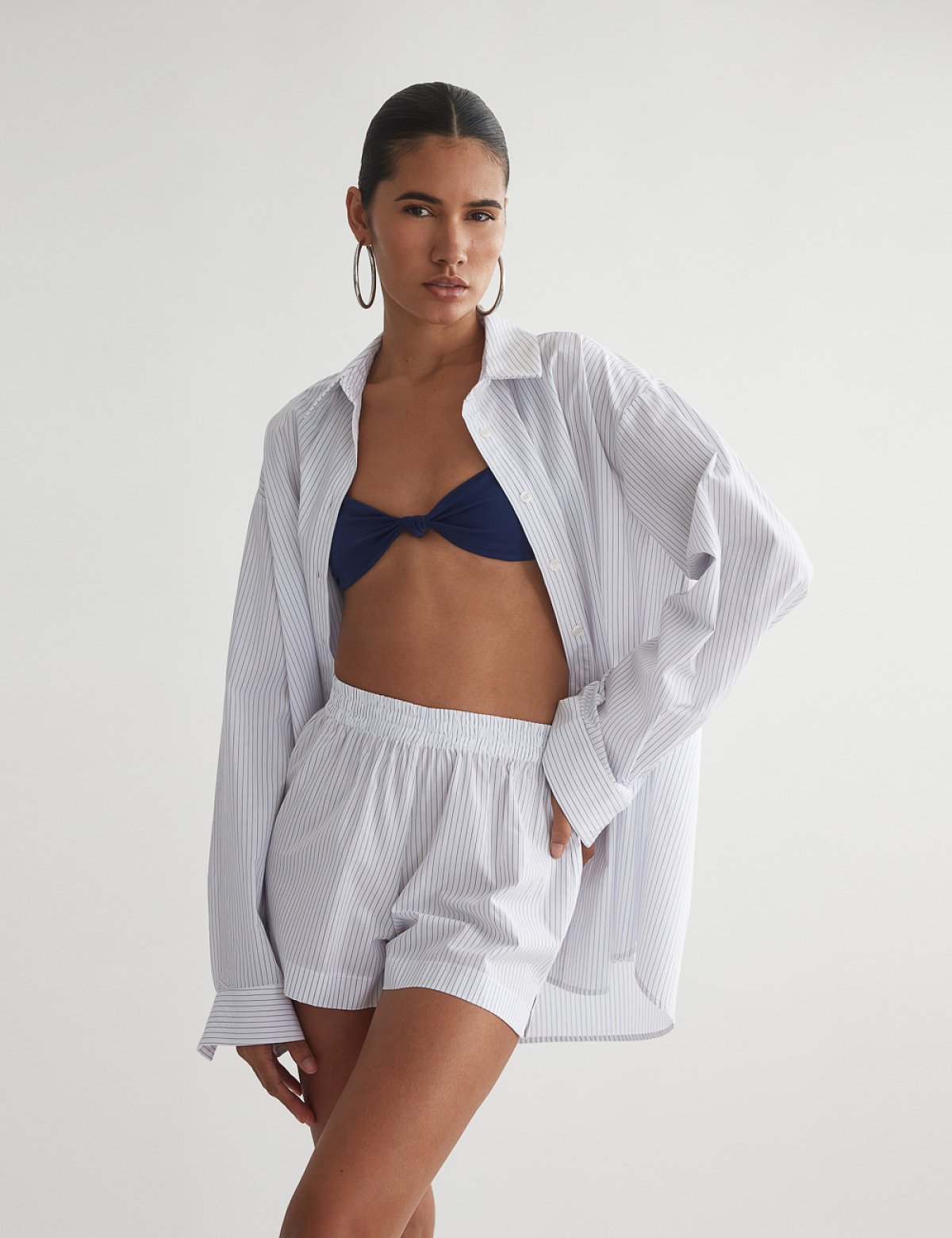 Oversized πουκάμισο με ρίγες-1