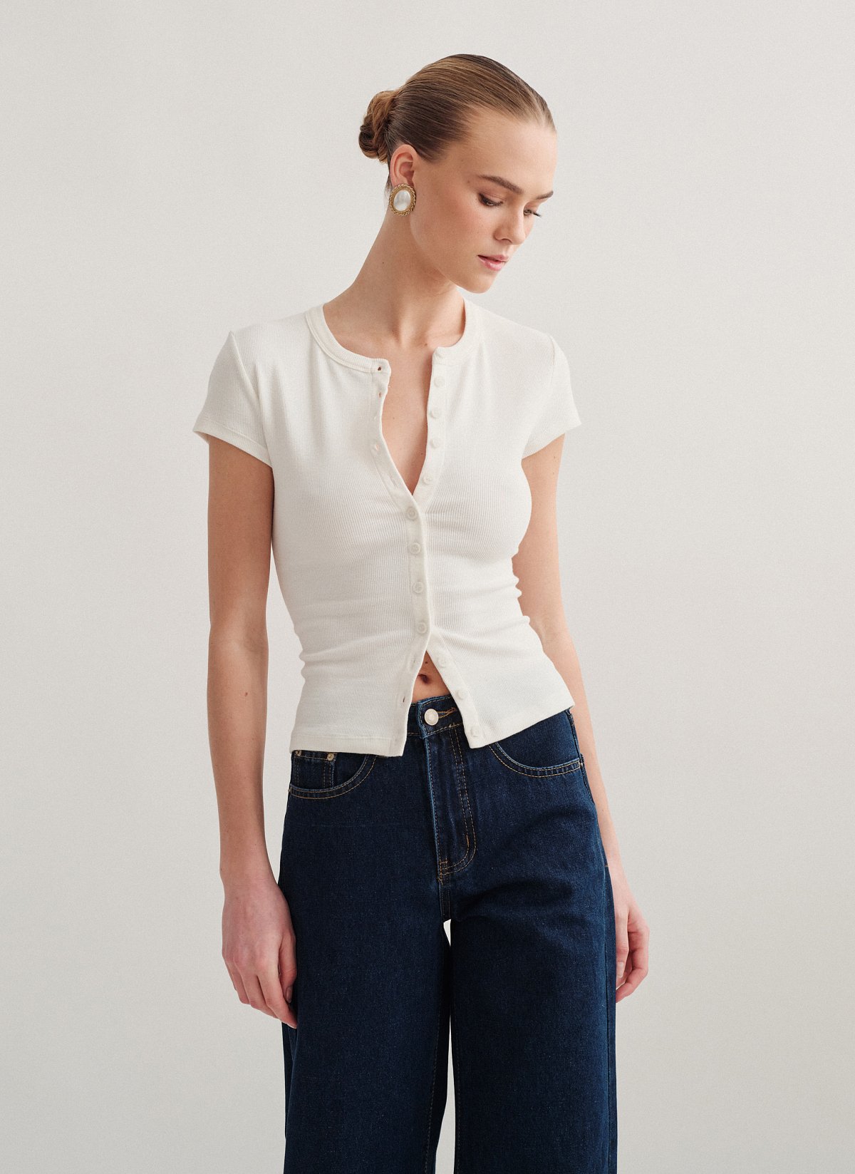 Ριπ μπλούζα με κουμπιά-10