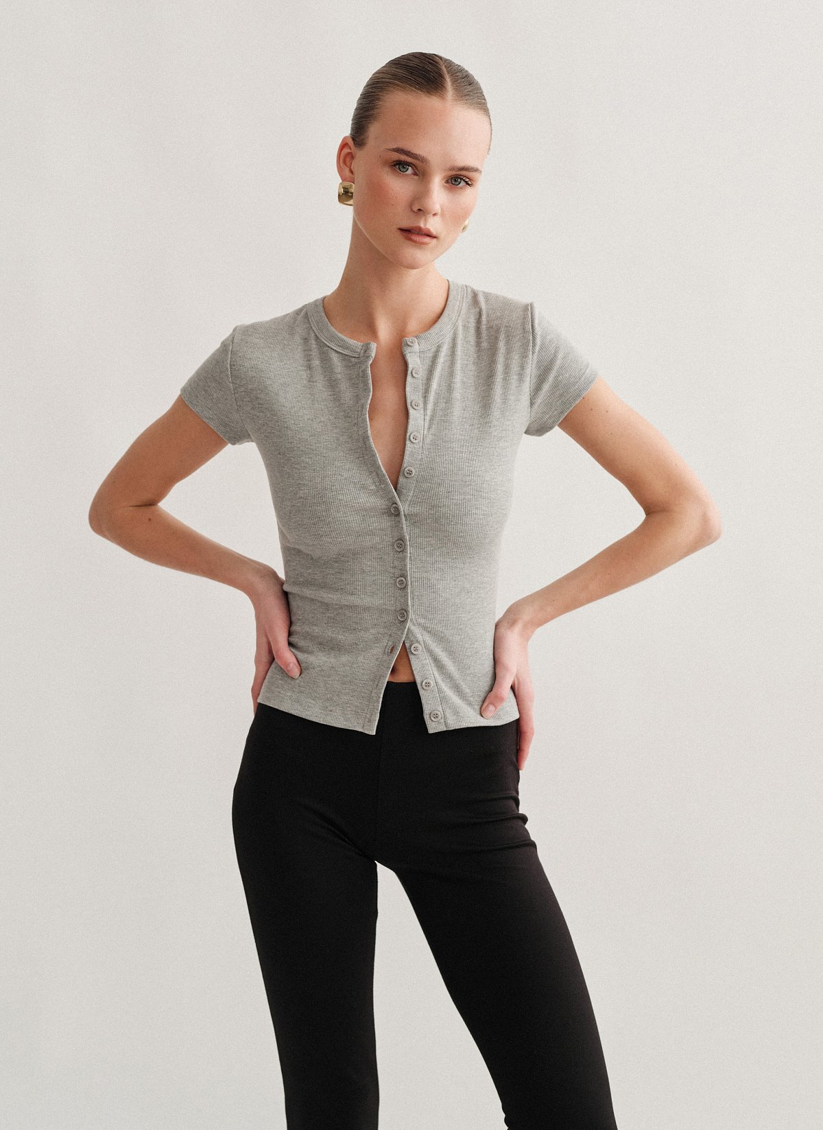 Ριπ μπλούζα με κουμπιά-4