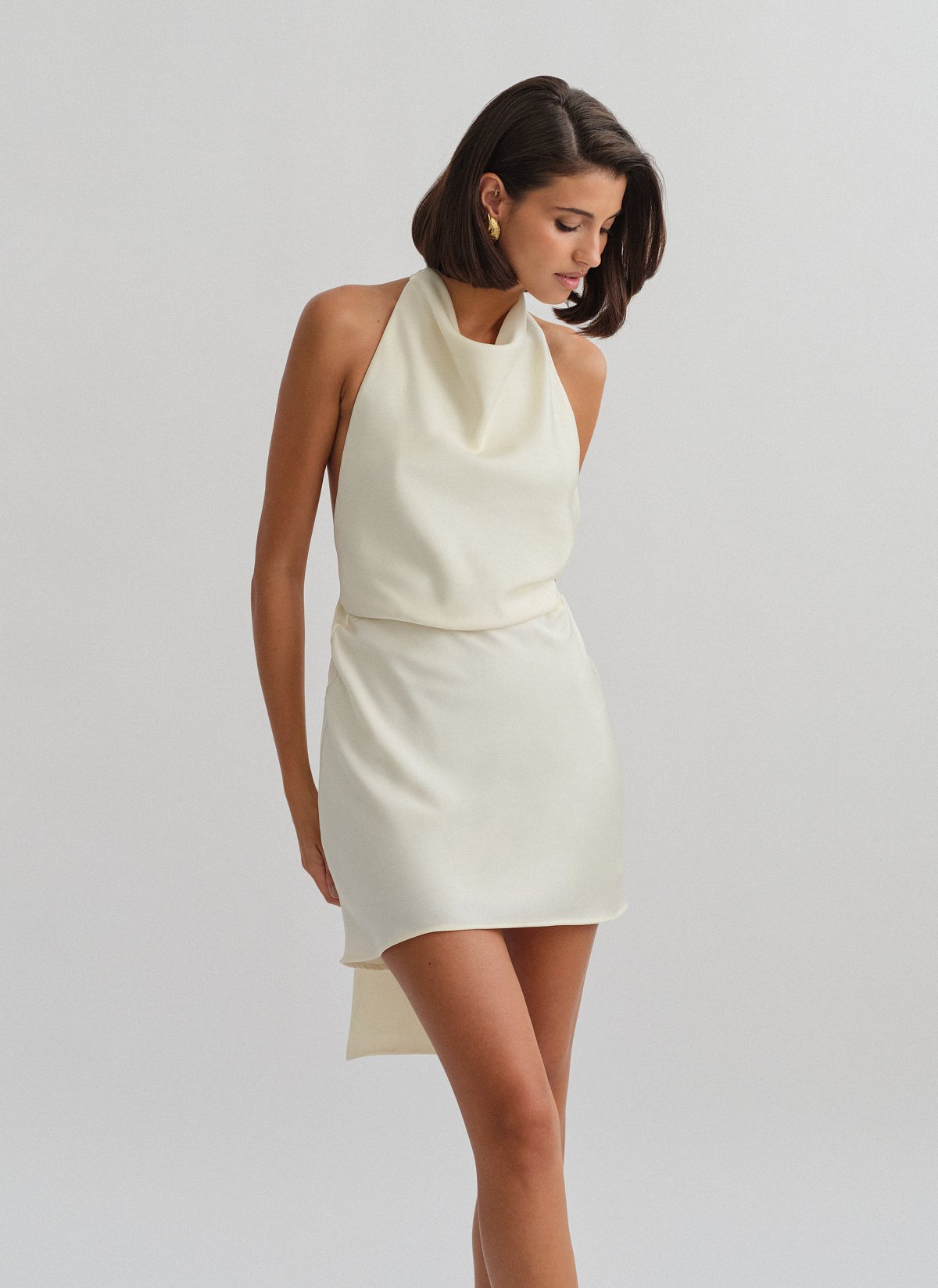 Satin halter mini dress-17