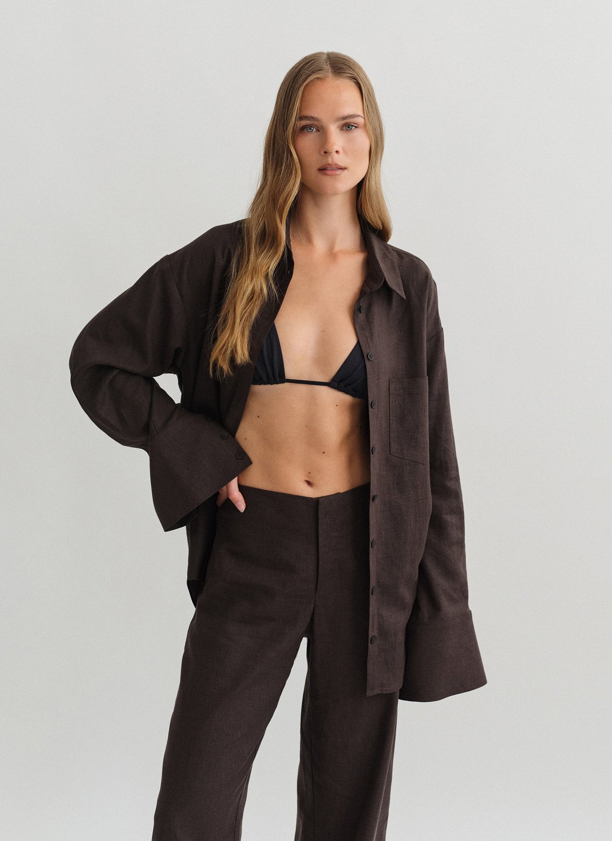 Λινό oversized πουκάμισο-6