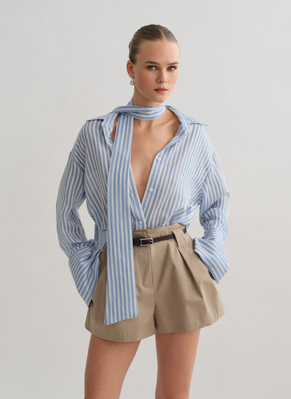 Striped shirt with cuff detail-3