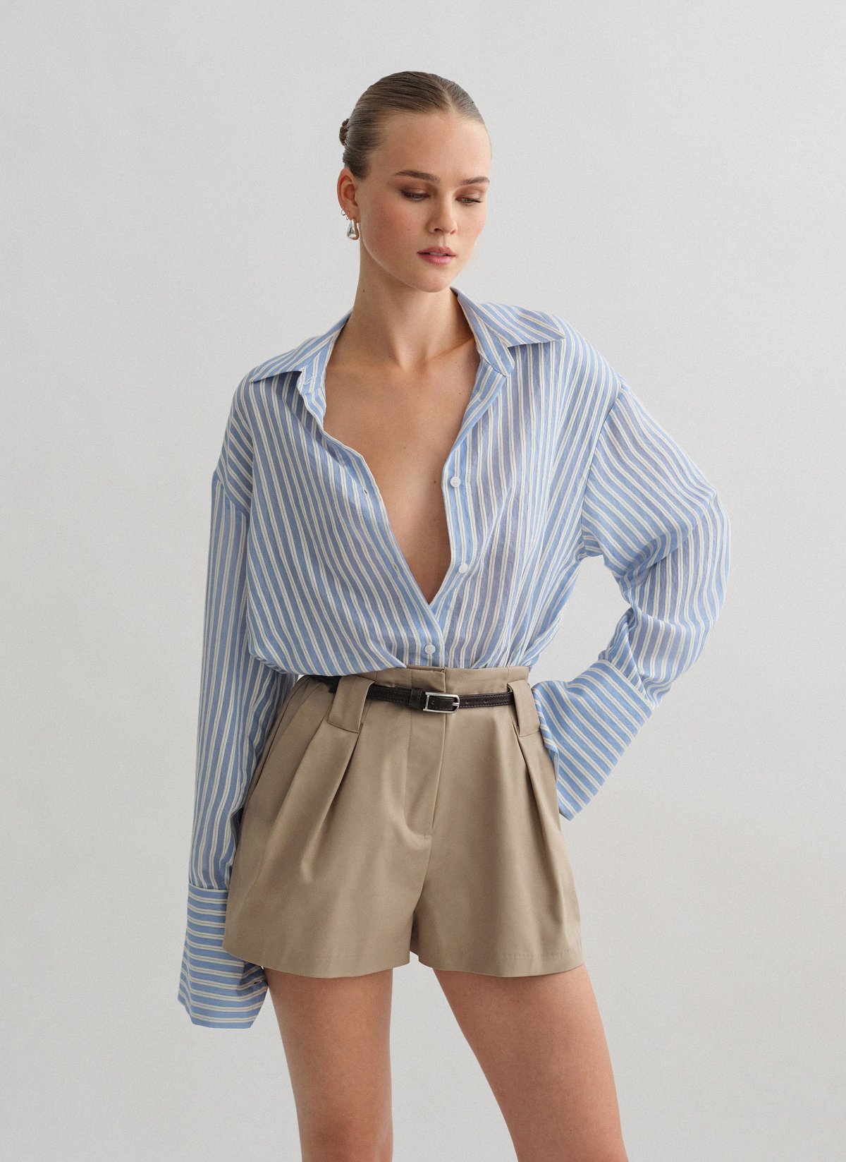 Striped shirt with cuff detail-4