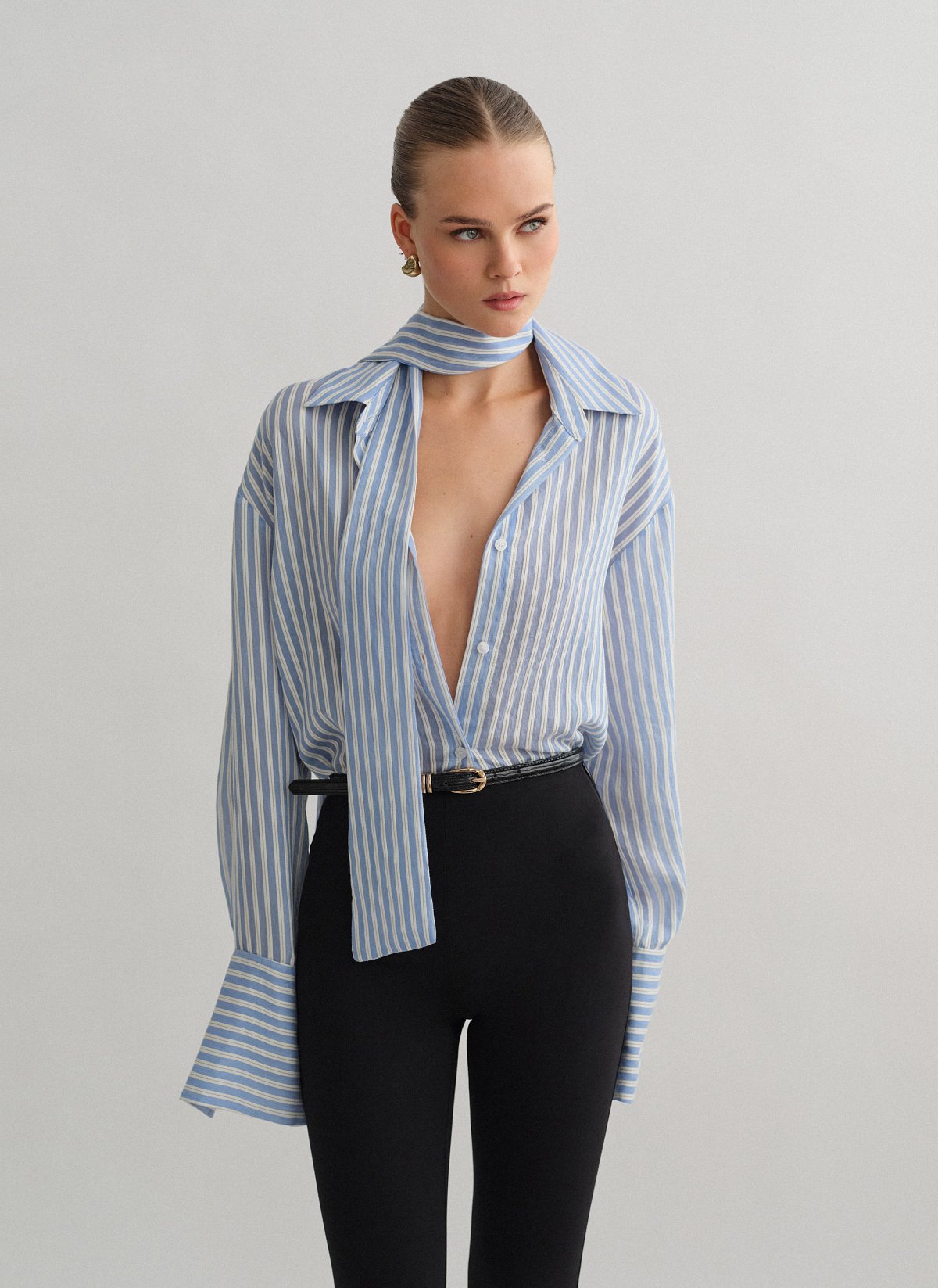 Striped shirt with cuff detail-1