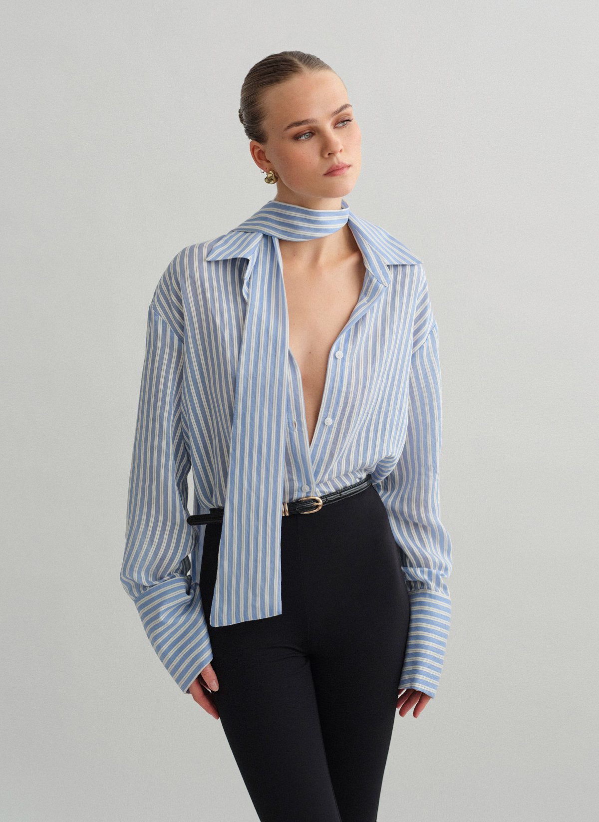 Striped shirt with cuff detail-2