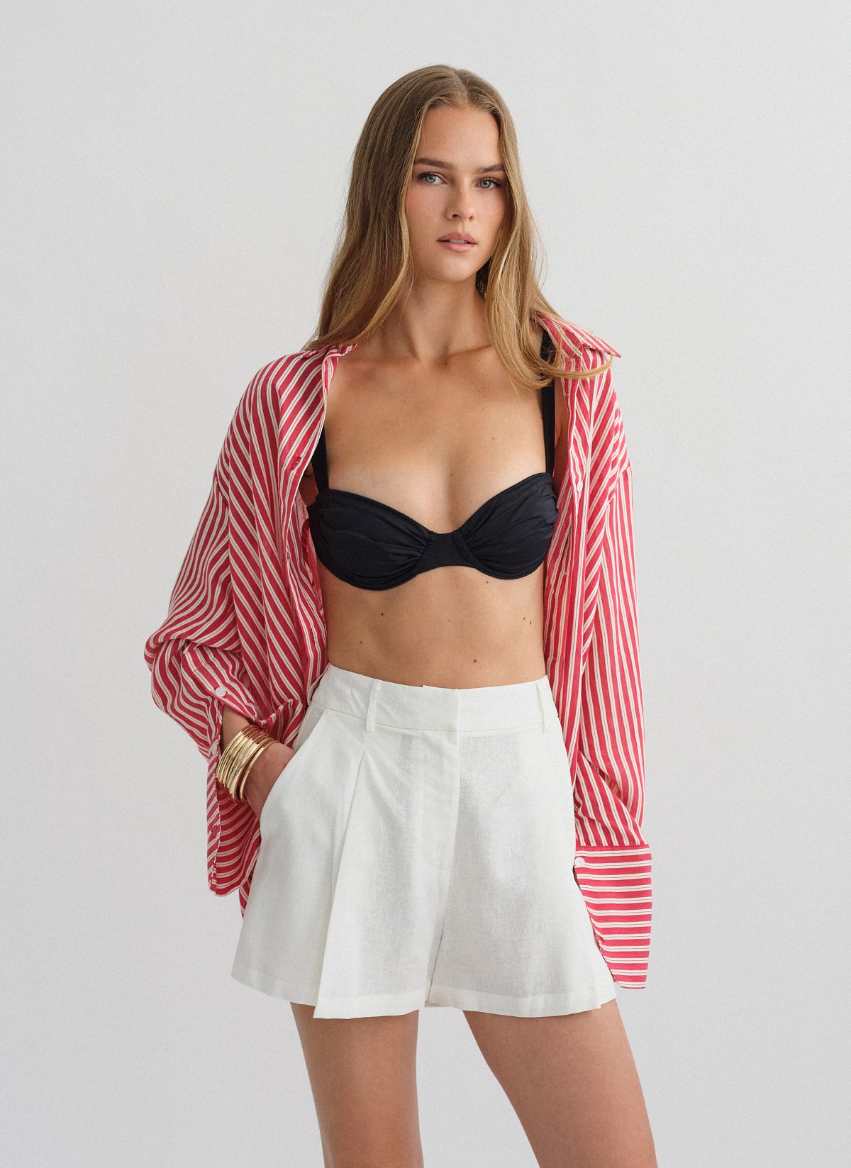 Striped shirt with cuff detail-2