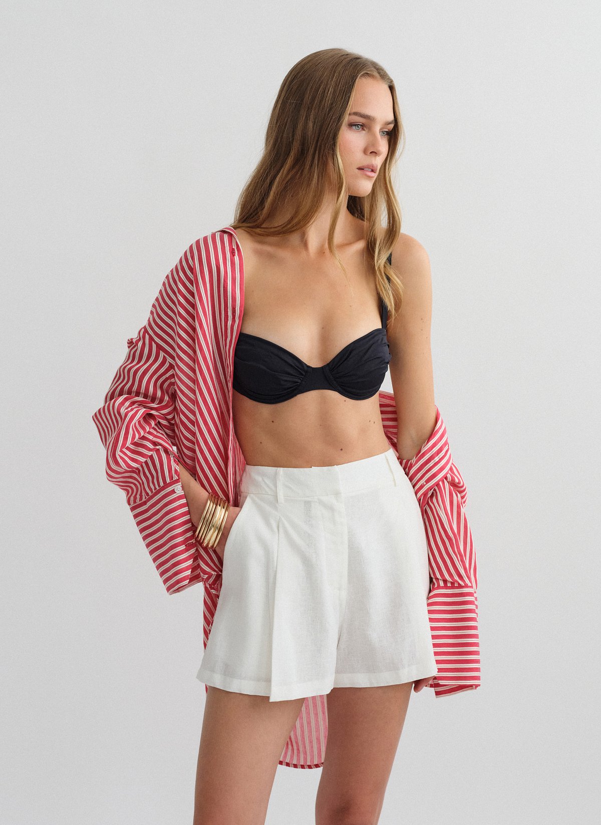 Striped shirt with cuff detail-1