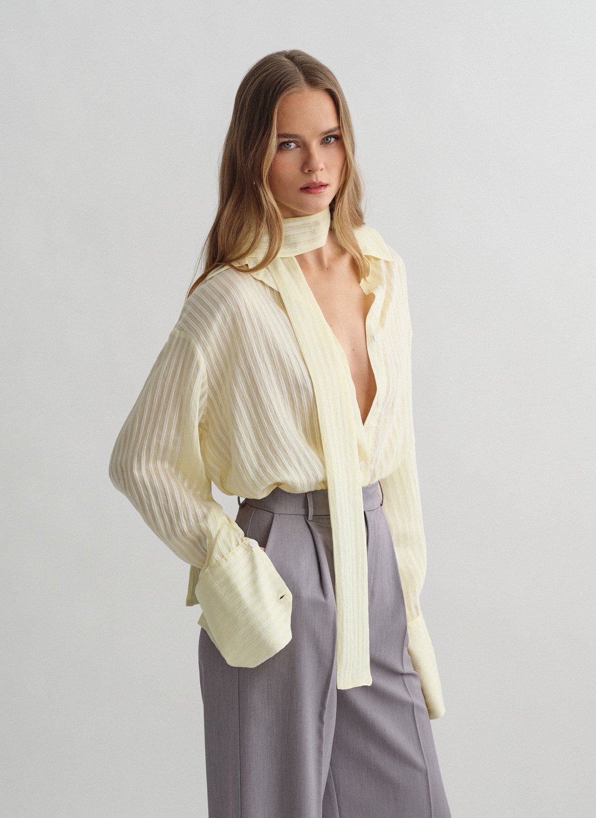 Striped shirt with cuff detail-19