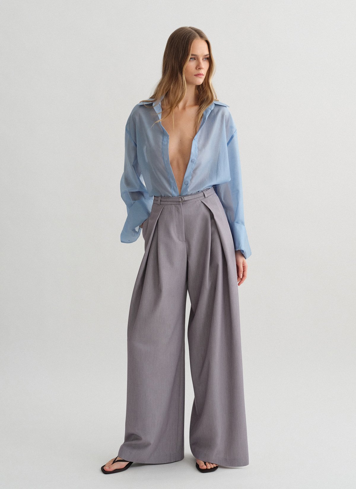 Υφασμάτινο παντελόνι με ζώνη-21