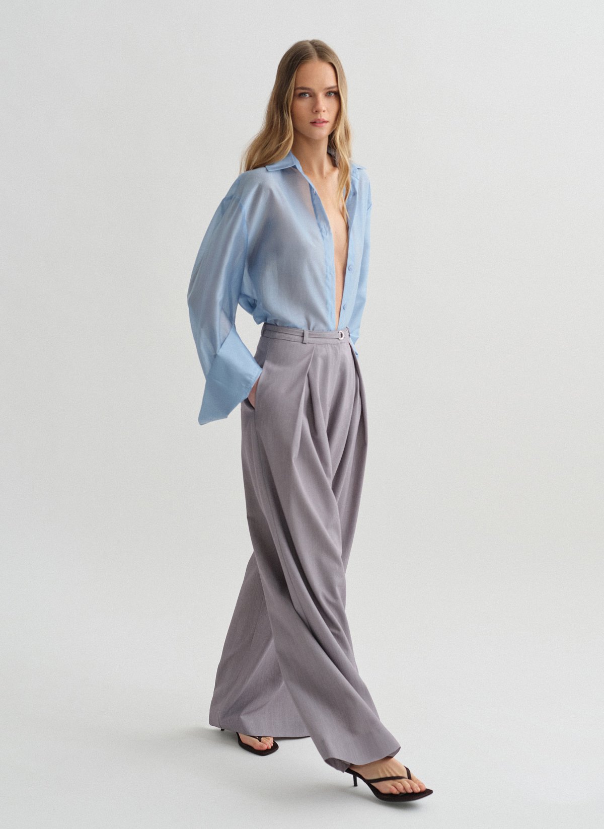 Υφασμάτινο παντελόνι με ζώνη-24