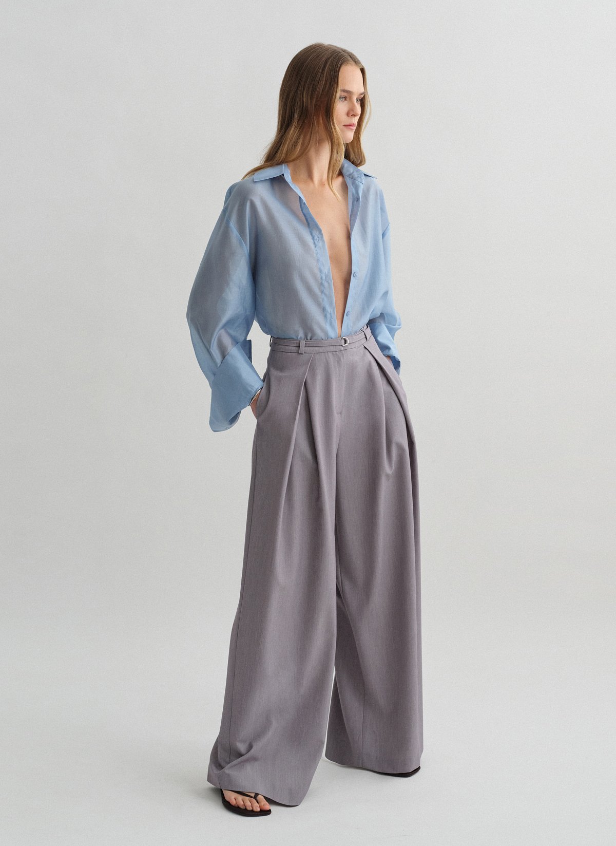 Υφασμάτινο παντελόνι με ζώνη-22