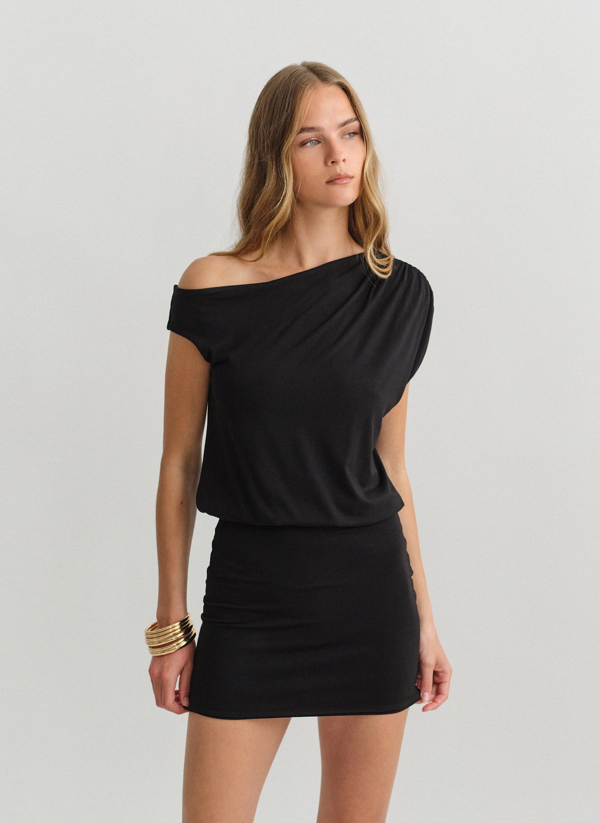 One-shoulder μίνι φόρεμα bamboo-4