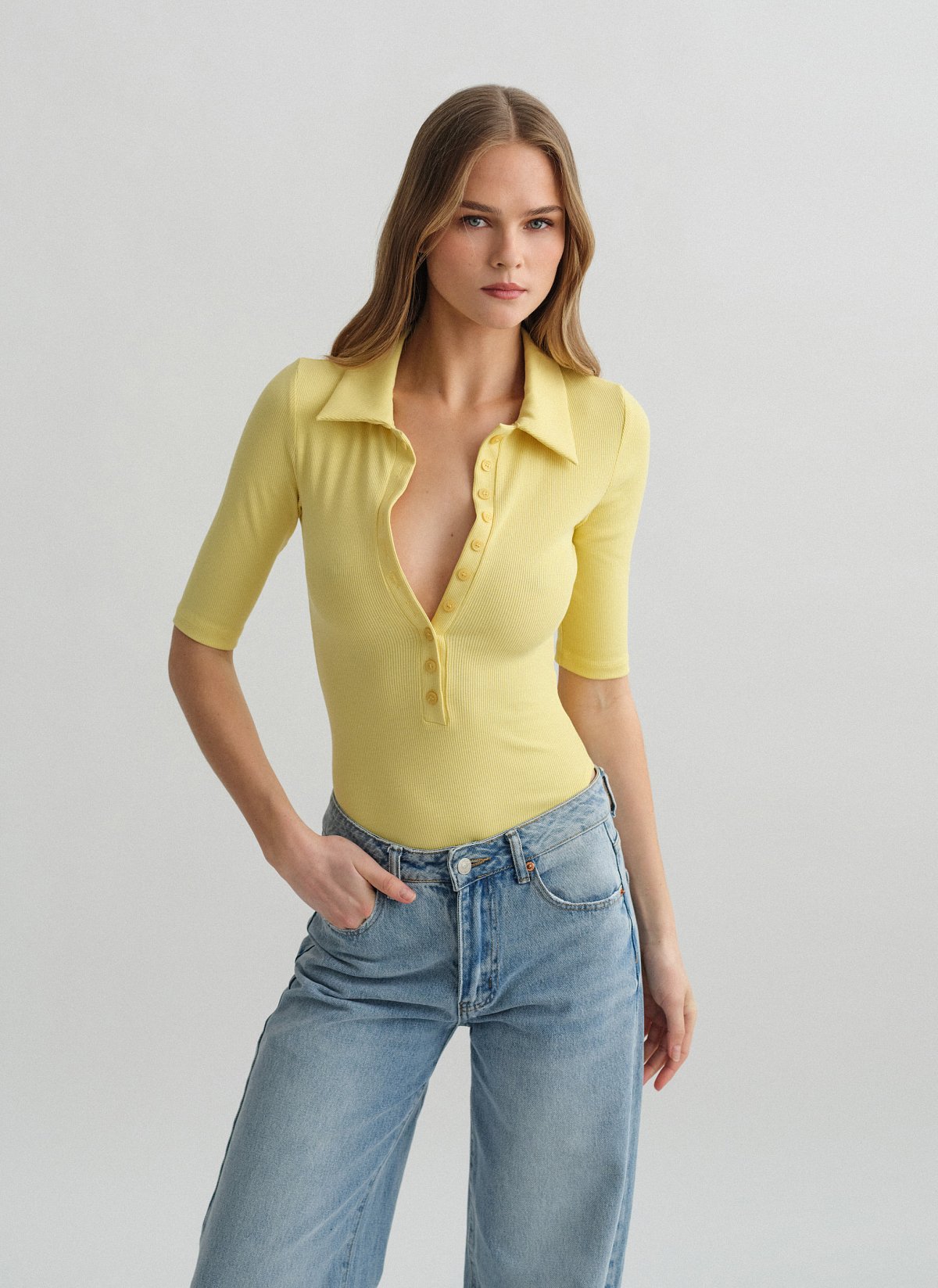 Ribbed bodysuit with collar-22