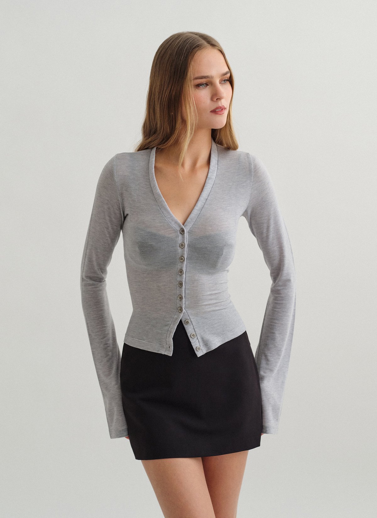 Μακρυμάνικη ζακέτα με ελαφριά πλέξη-14