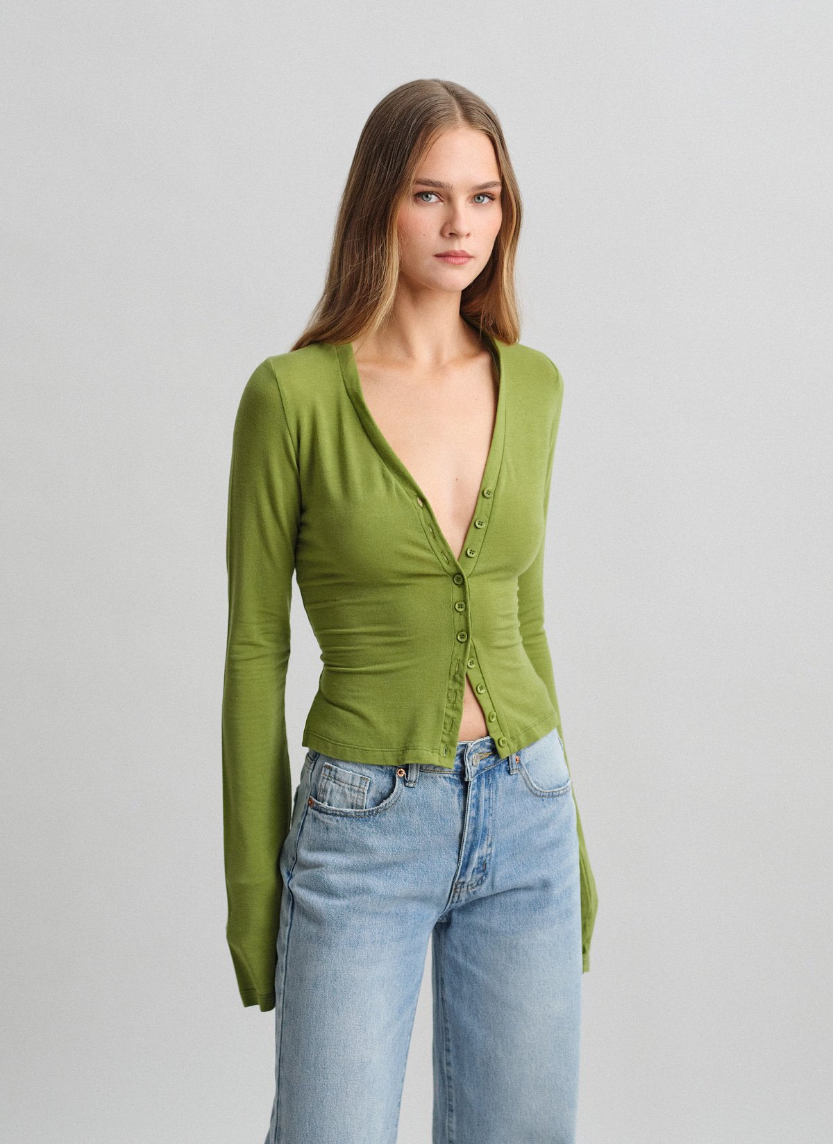 Μακρυμάνικη ζακέτα με ελαφριά πλέξη-17