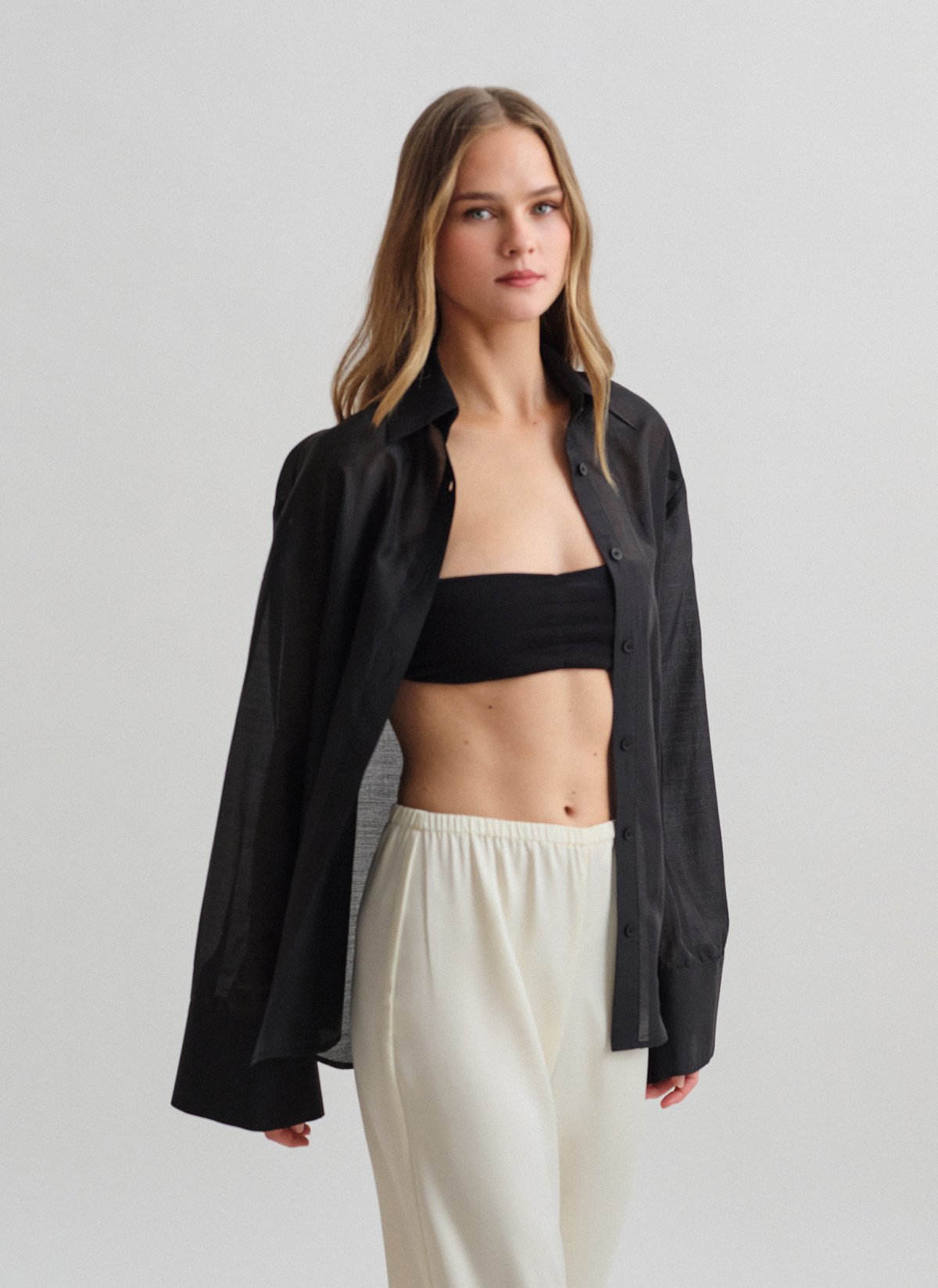 Γυναικείο oversized ημιδιάφανο πουκάμισο