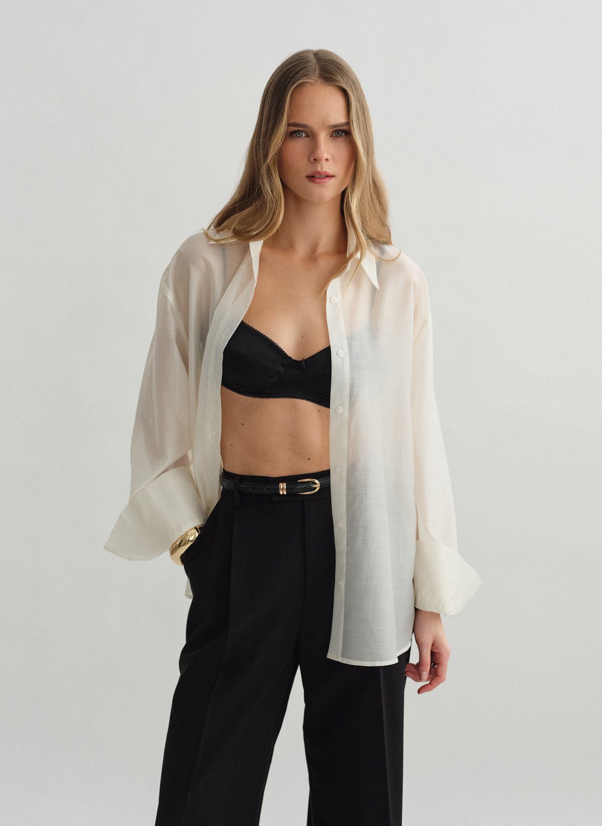 Γυναικείο oversized ημιδιάφανο πουκάμισο