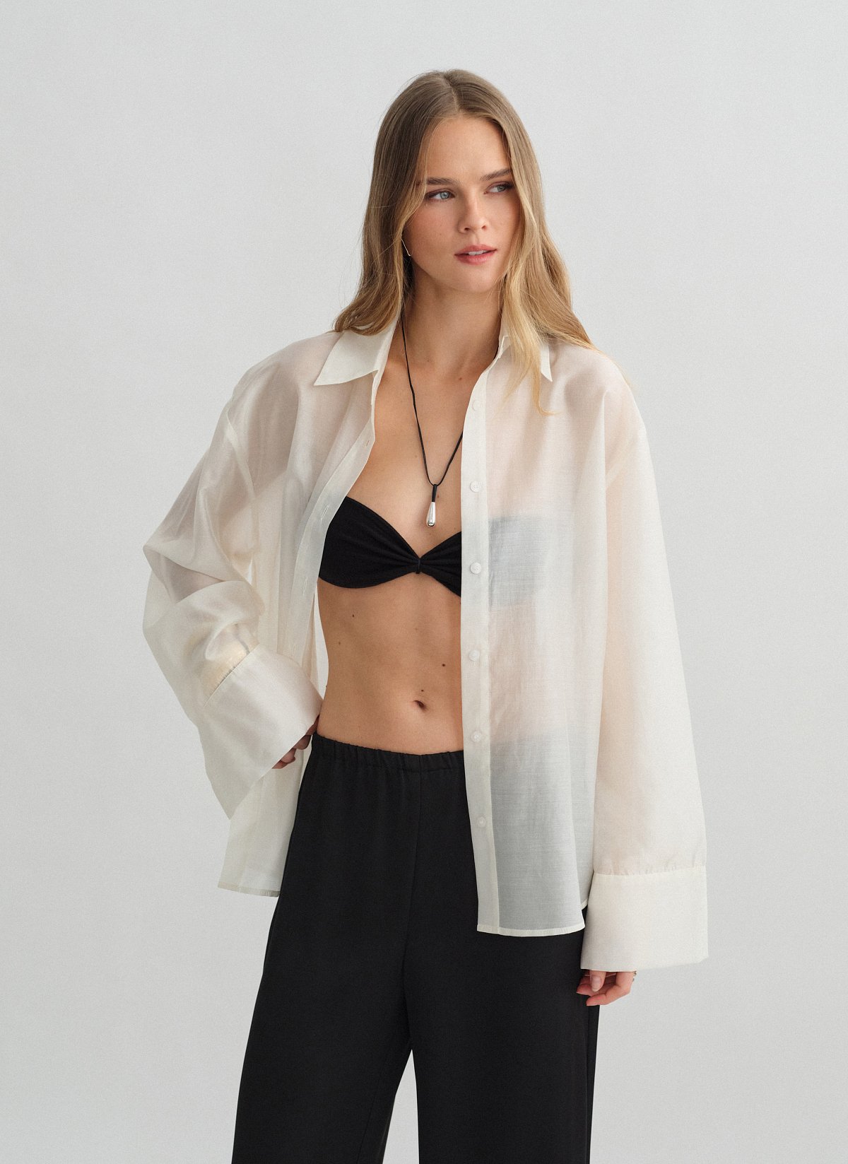 Γυναικείο oversized ημιδιάφανο πουκάμισο