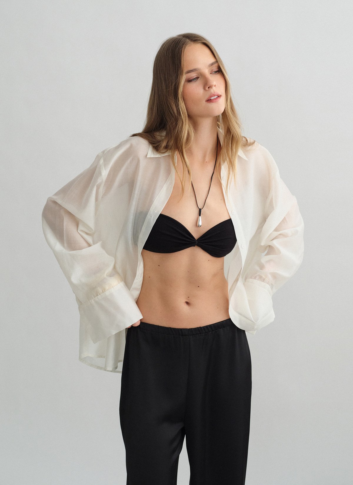 Γυναικείο oversized ημιδιάφανο πουκάμισο