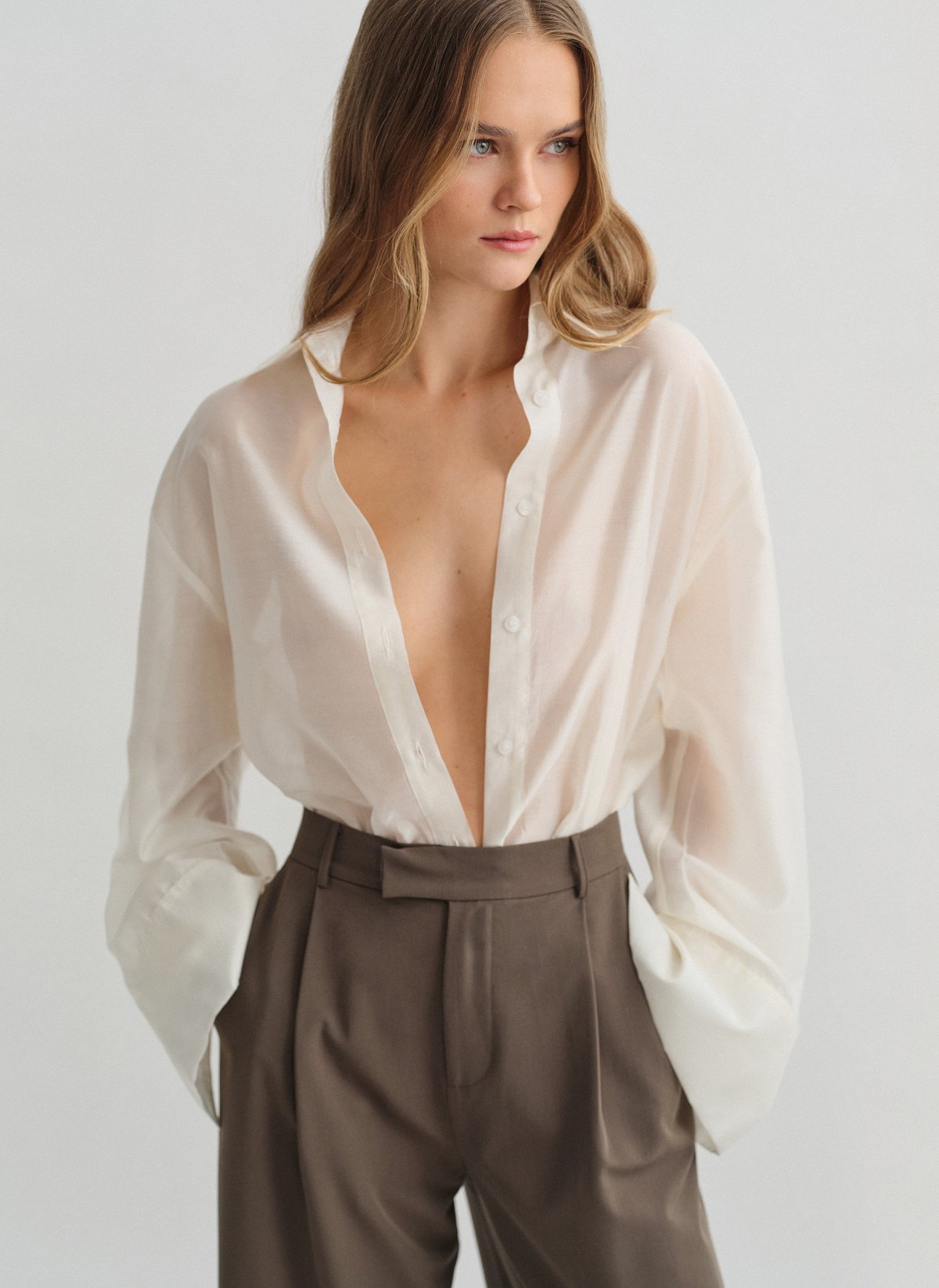 Γυναικείο oversized ημιδιάφανο πουκάμισο